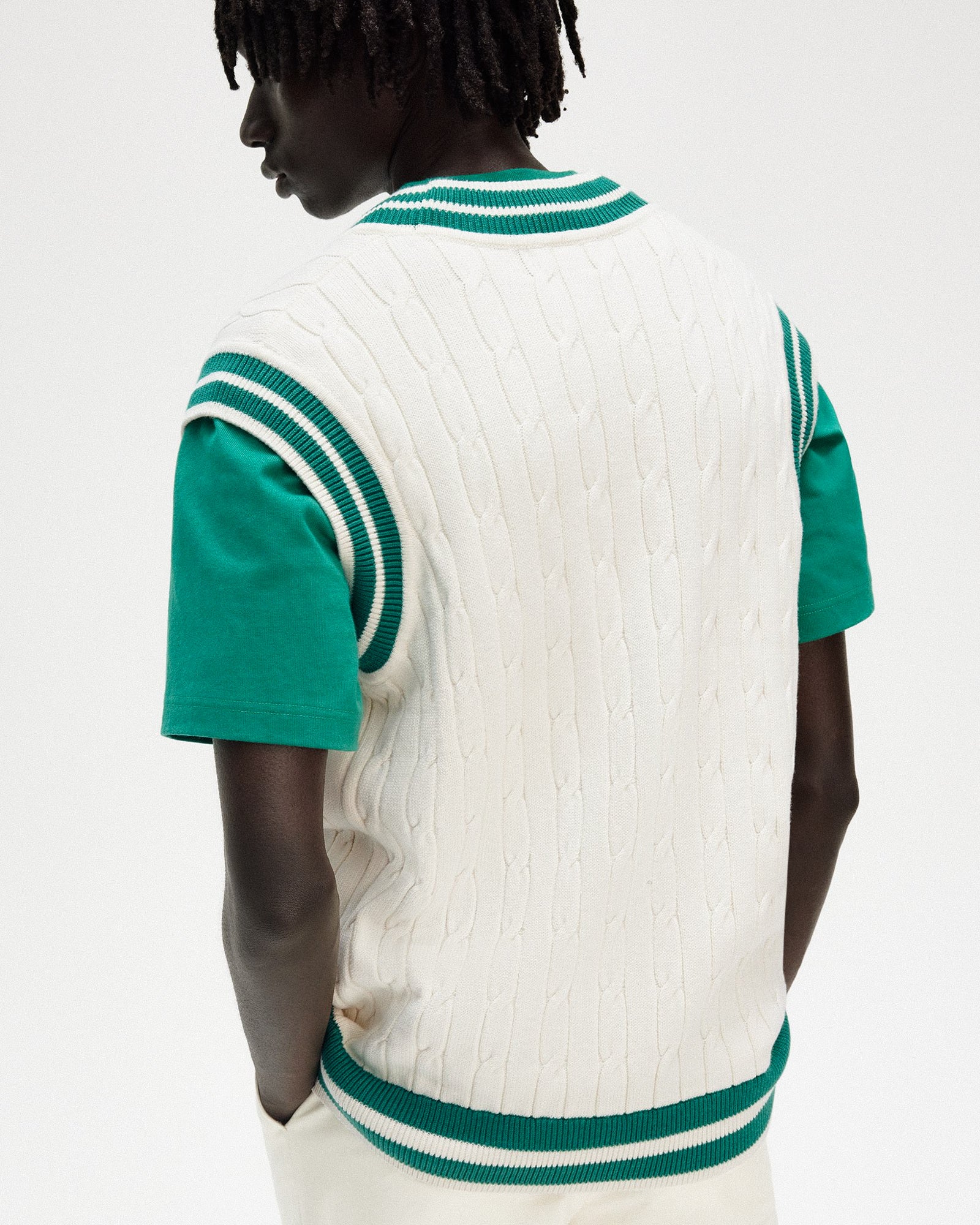 Fred Perry Cable Knit Tennis Tank Ecru Sweater Vests Detailfoto | Overkill