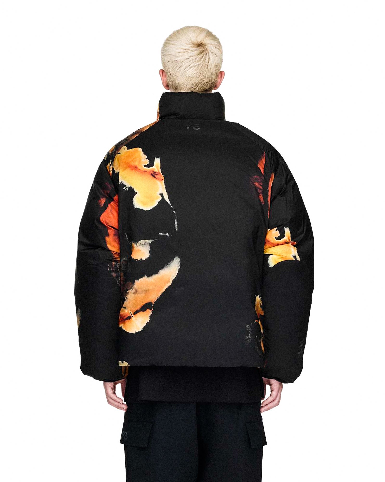 Y-3 M AOP Puffer Jacket Black Puffer Jackets KA2364 On Model Back View | Overkill