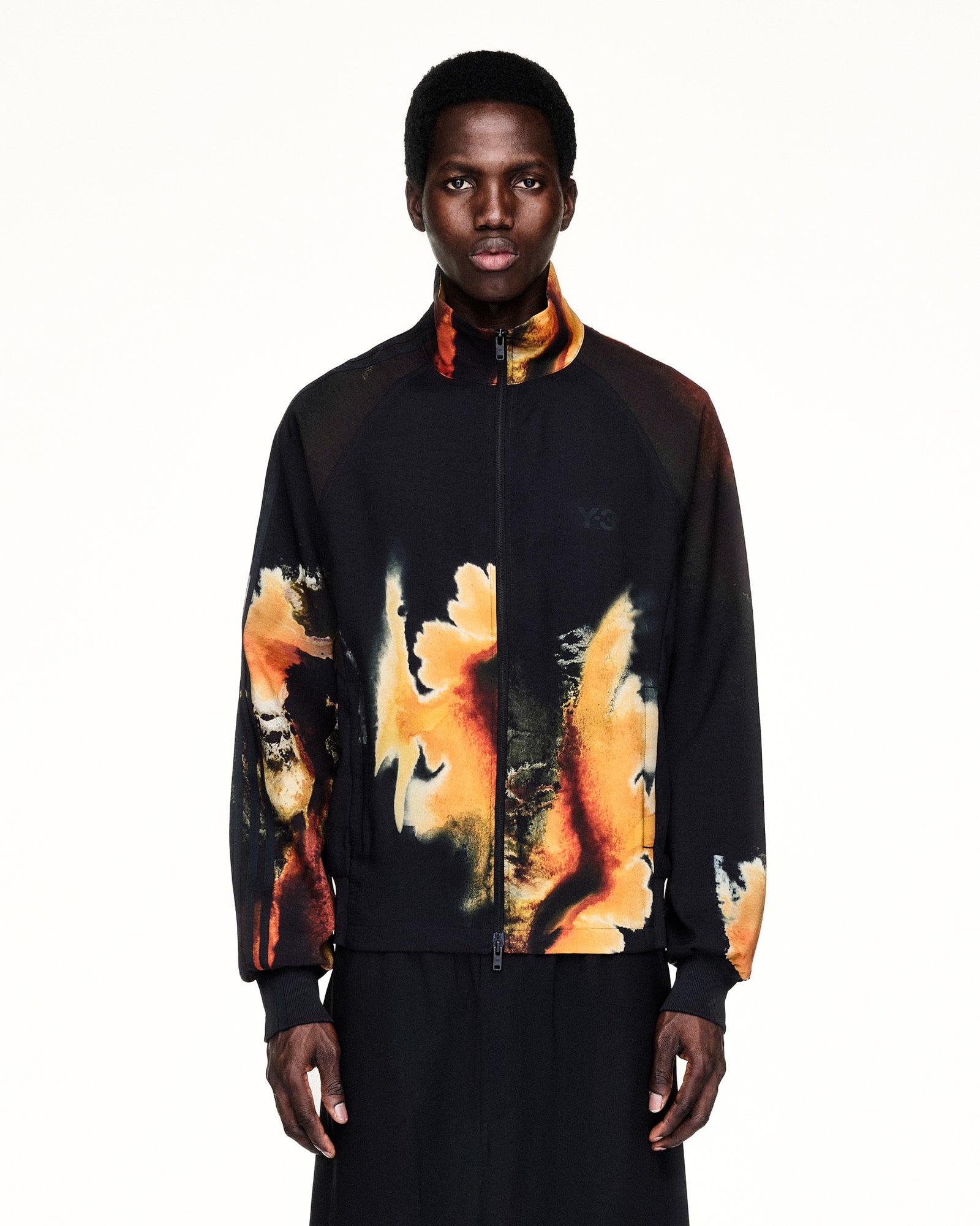 Y-3 AOP M 3S TT Black Track Jackets KA9622 On Model Front View | Overkill