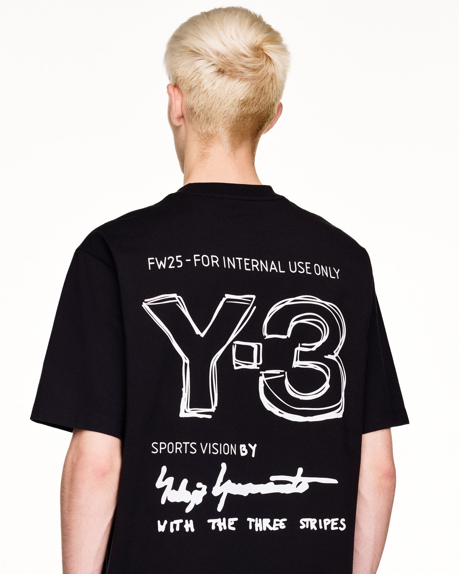 Y-3 M Merch SS Tee Black T-Shirts KB2608 On Model Back View | Overkill