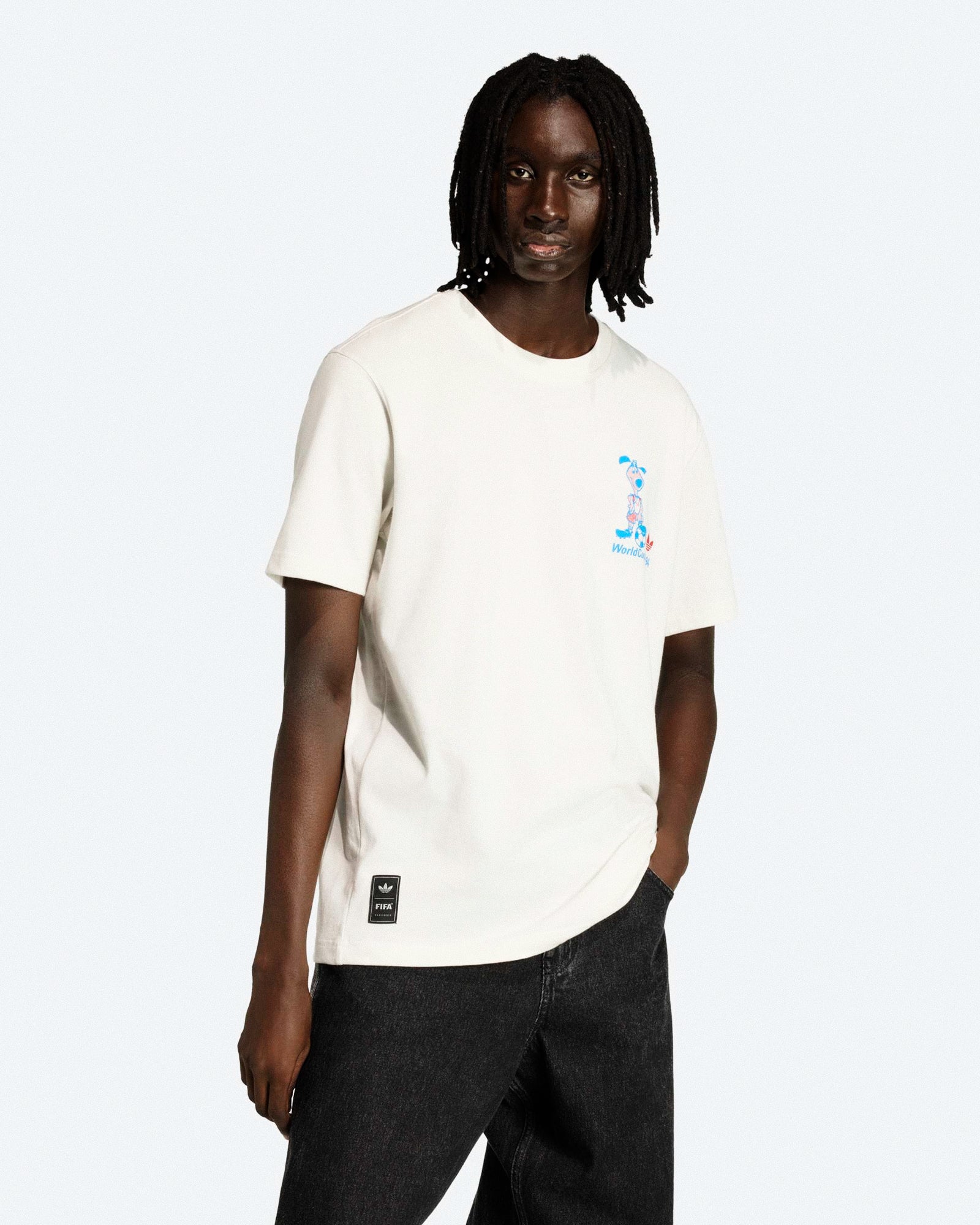 adidas Striker Mascot Tee Cloud White T-Shirt KB6216 On Model Front View | Overkill