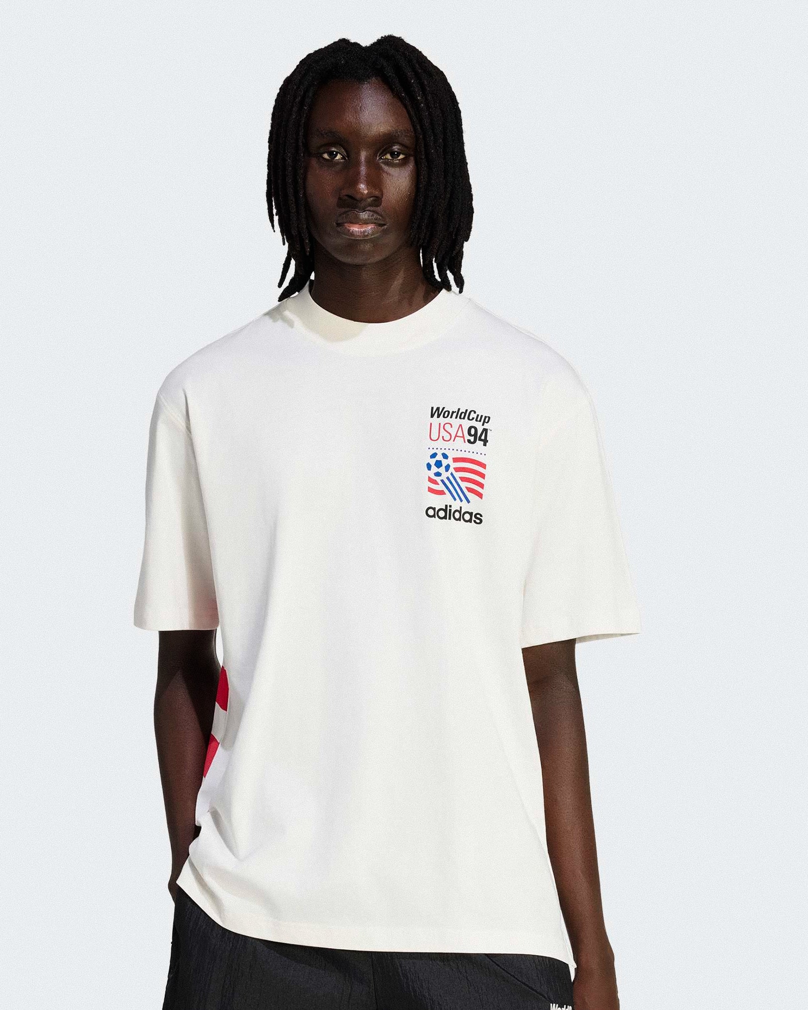 adidas Graphic Tee Cloud White T-Shirts KC5424 On Model Front View | Overkill