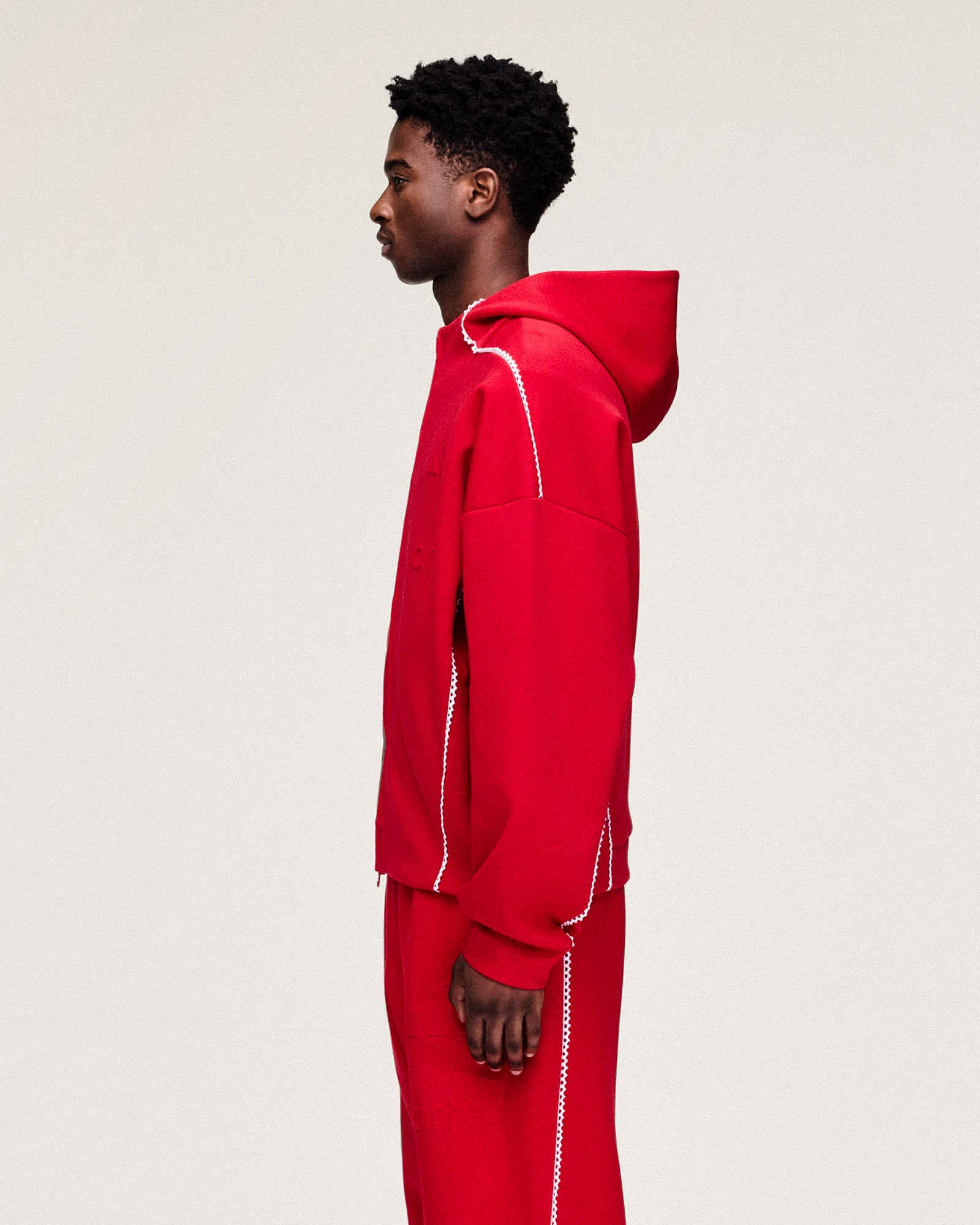 adidas Z.N.E. FZ-Hoodie Better Scarlet / White Hoodies KC9592 On Model Back View | Overkill