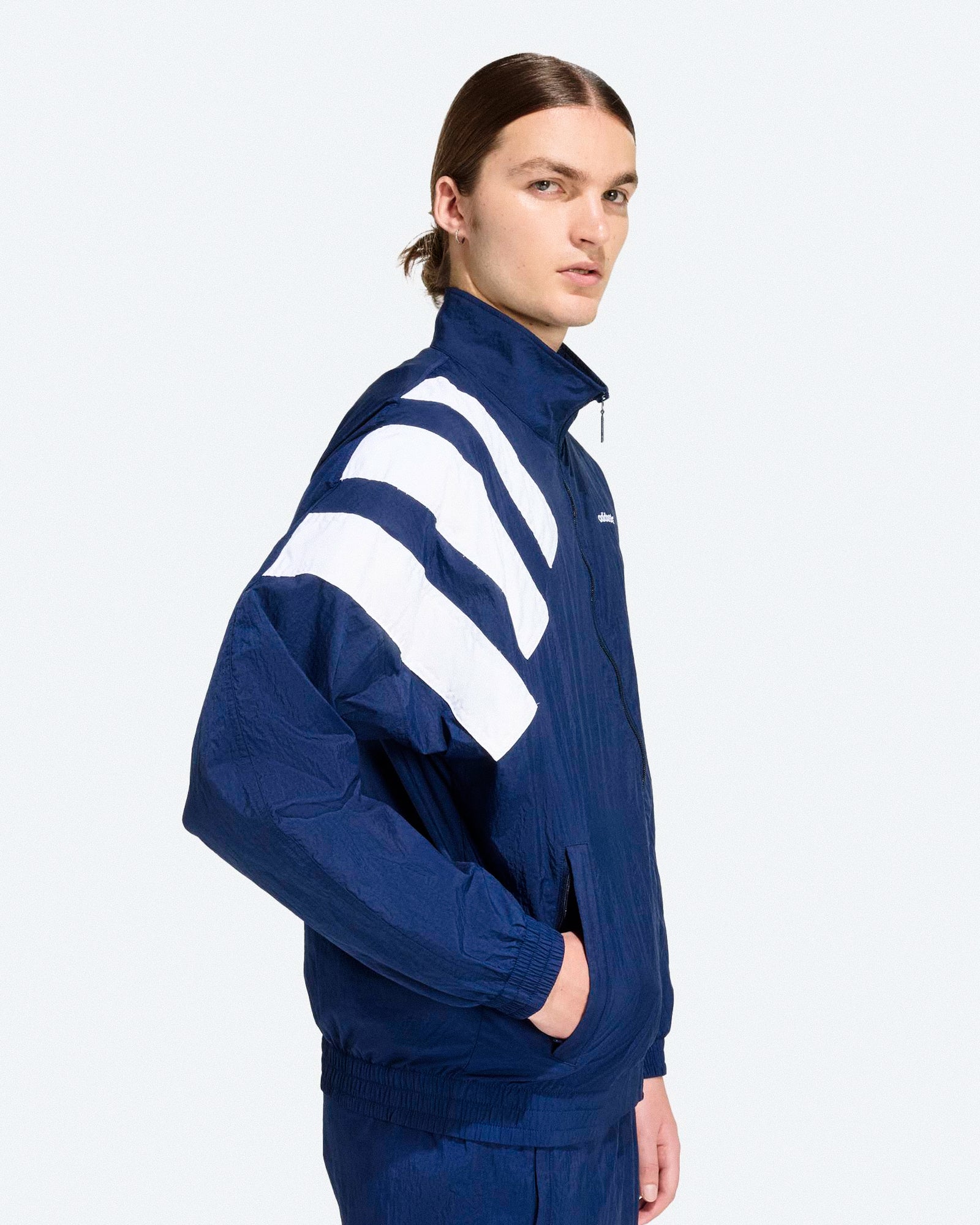 adidas Arch Track Top Night Indigo / White Track Jackets KD8428 On Model Back View | Overkill