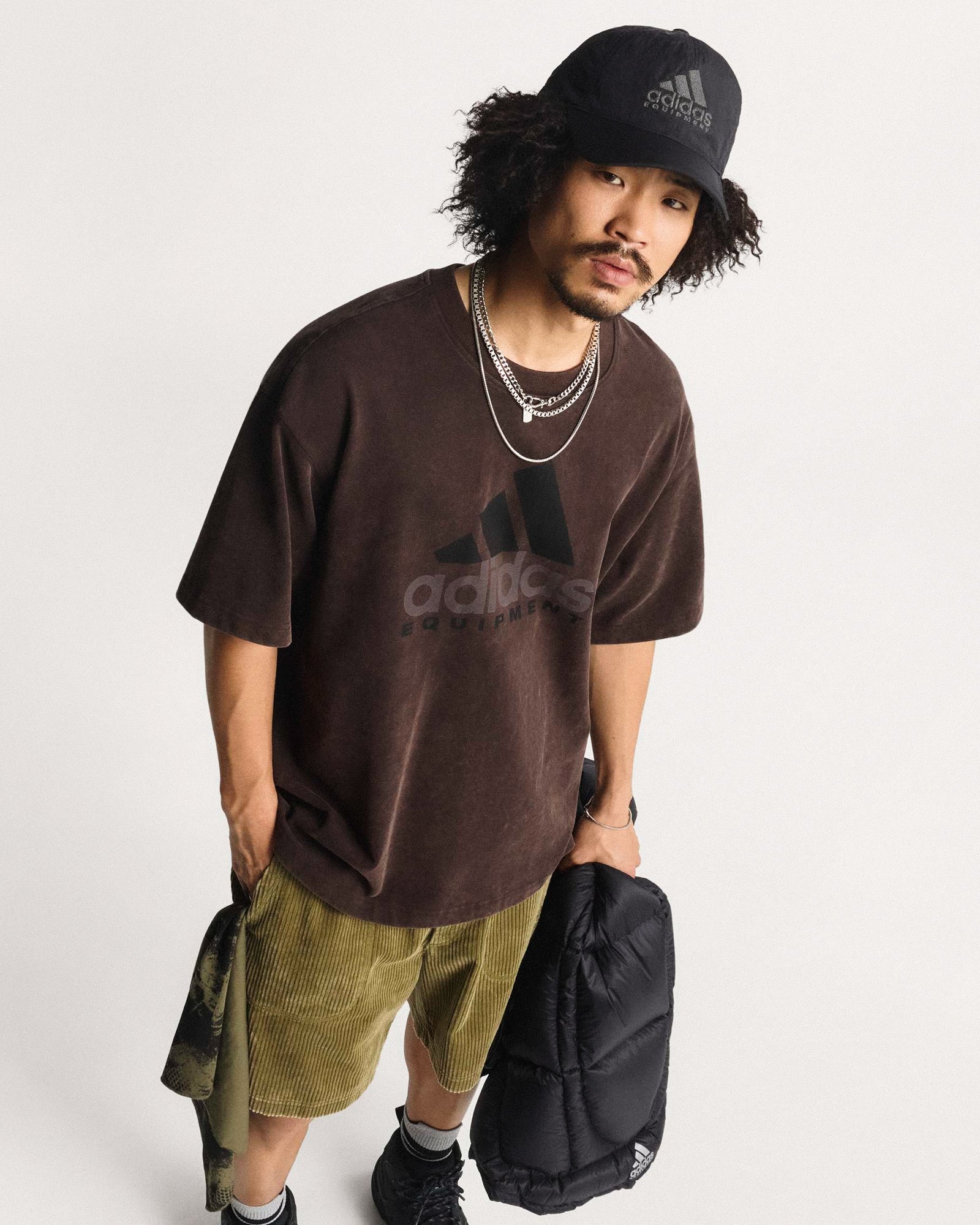 adidas Equipment Tee Aurora Coffee T-Shirts KE1357 On Model Front View | Overkill