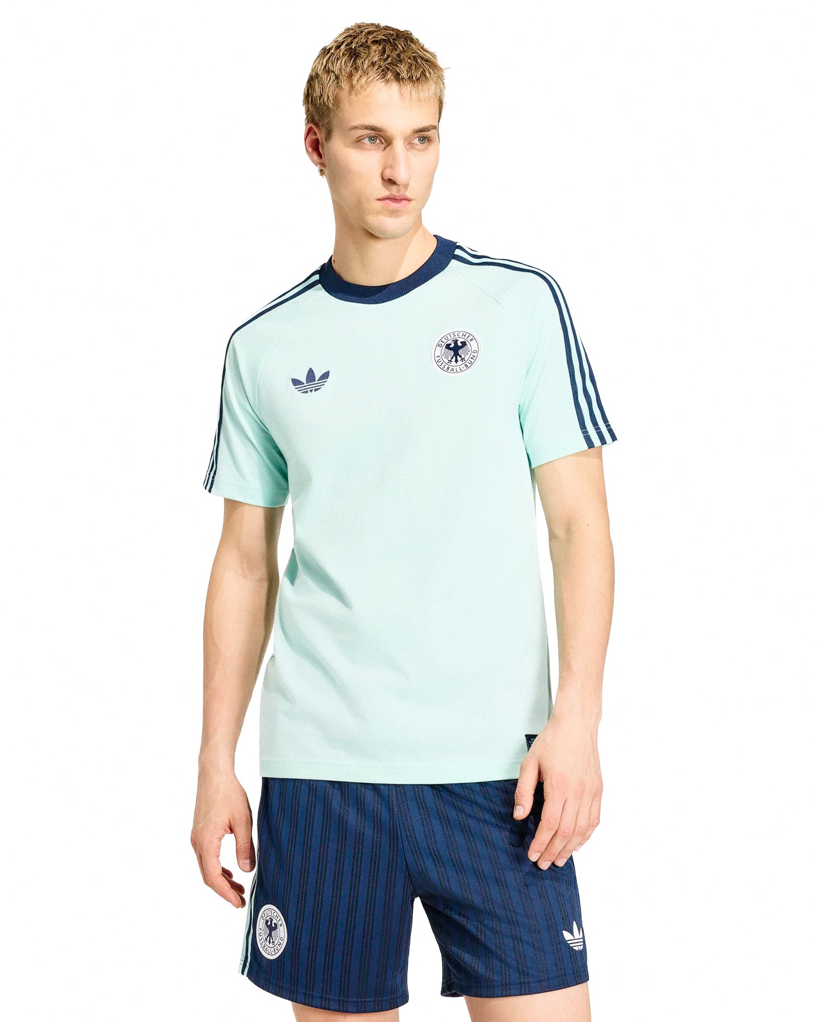 adidas DFB Germany OG Tee Semi Flash Aqua Track Jackets KE2928 On Model Front View | Overkill