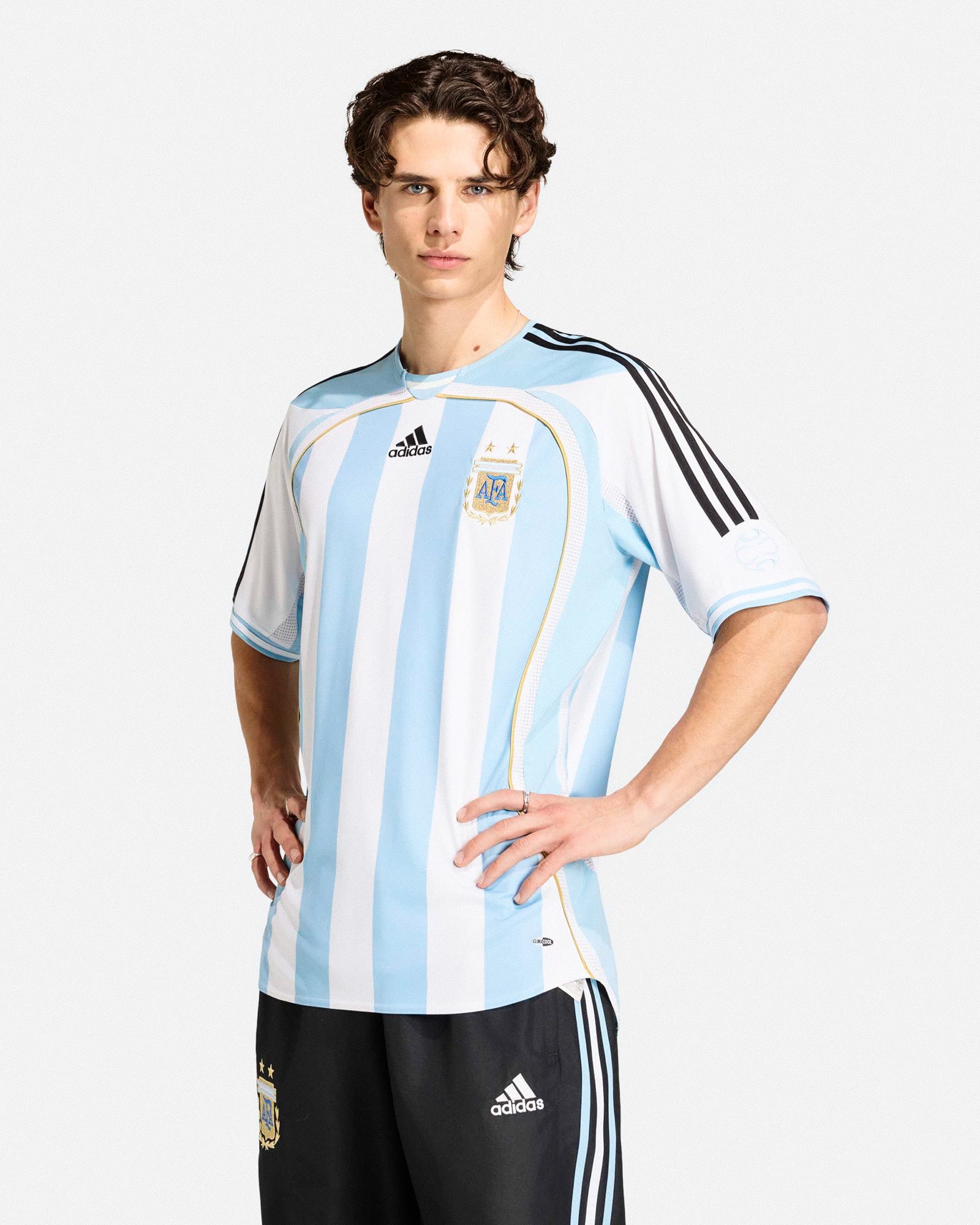 adidas AFA Argentina Home Jersey 06 White / Clear Blue T-Shirts KF0322 On Model Front View | Overkill