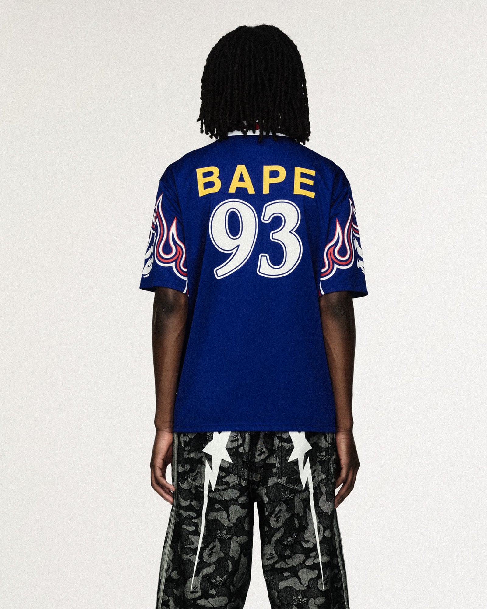 BAPE x adidas SSL Flame Jersey Japan Blue T-Shirts KF4914 Style Inspiration | Overkill
