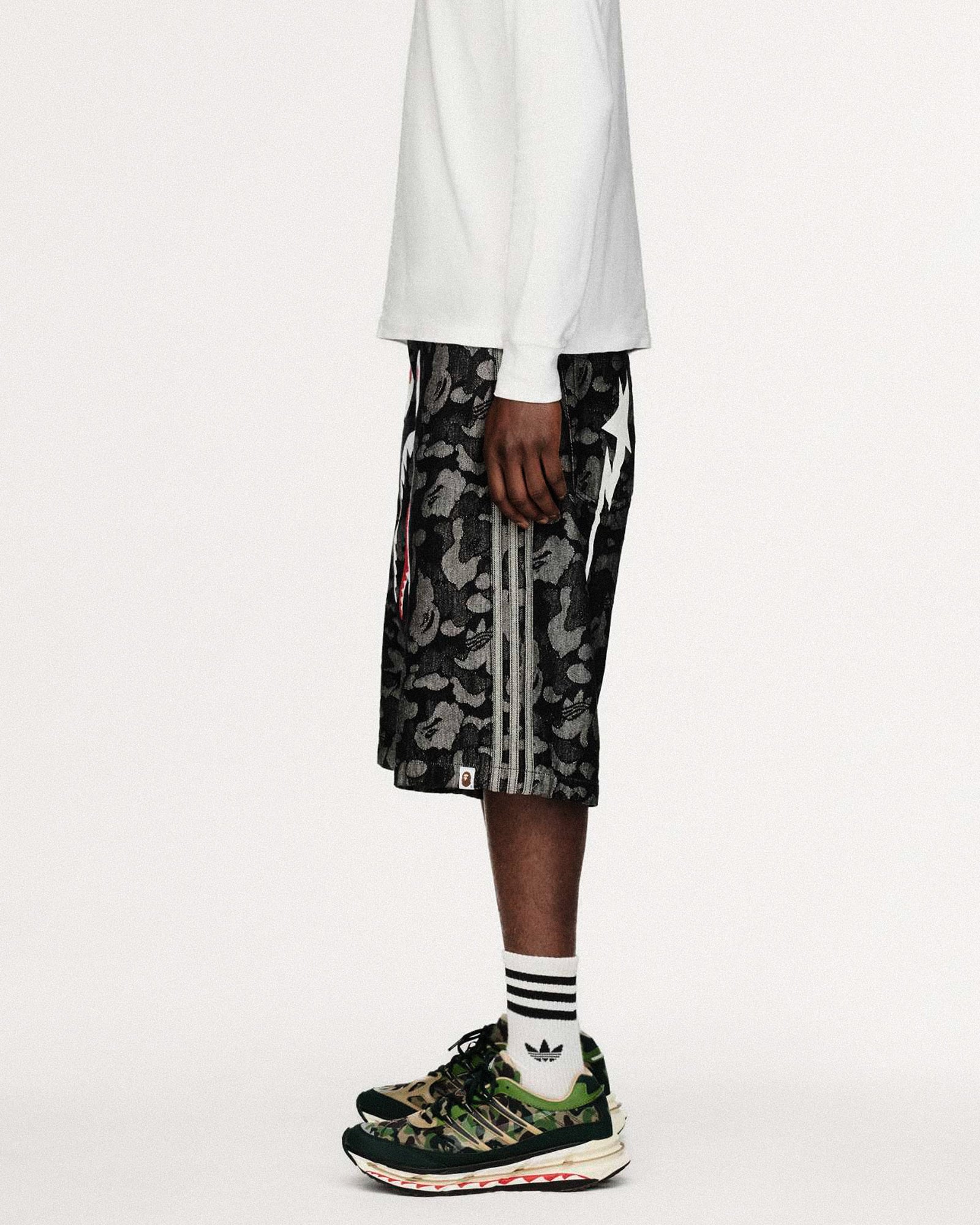 BAPE x adidas Shark Denim Jorts Black Shorts KF4917 Style Inspiration | Overkill