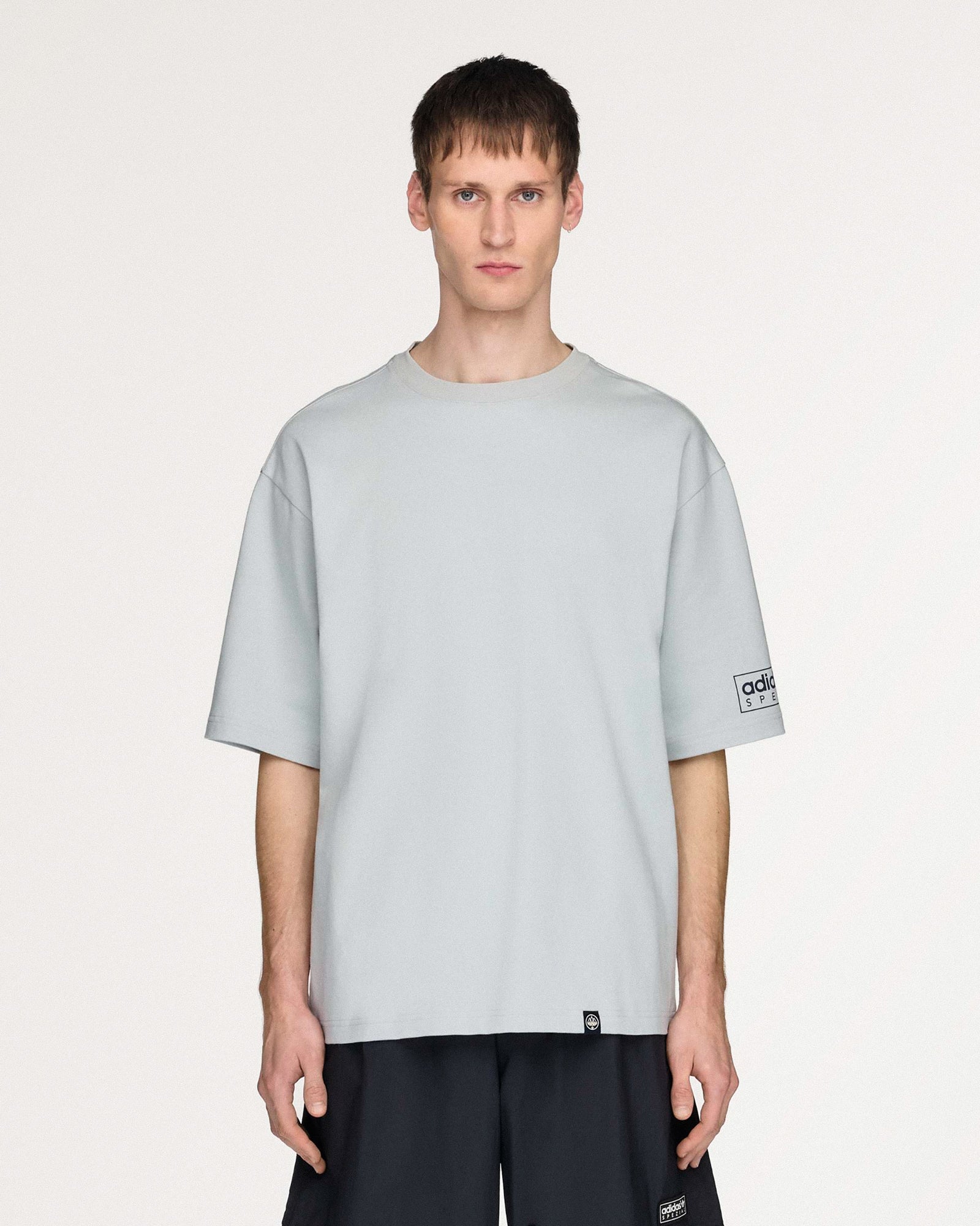 adidas Mod Tee SPZL Wonder Silver T-Shirts KR2731 On Model Front View | Overkill