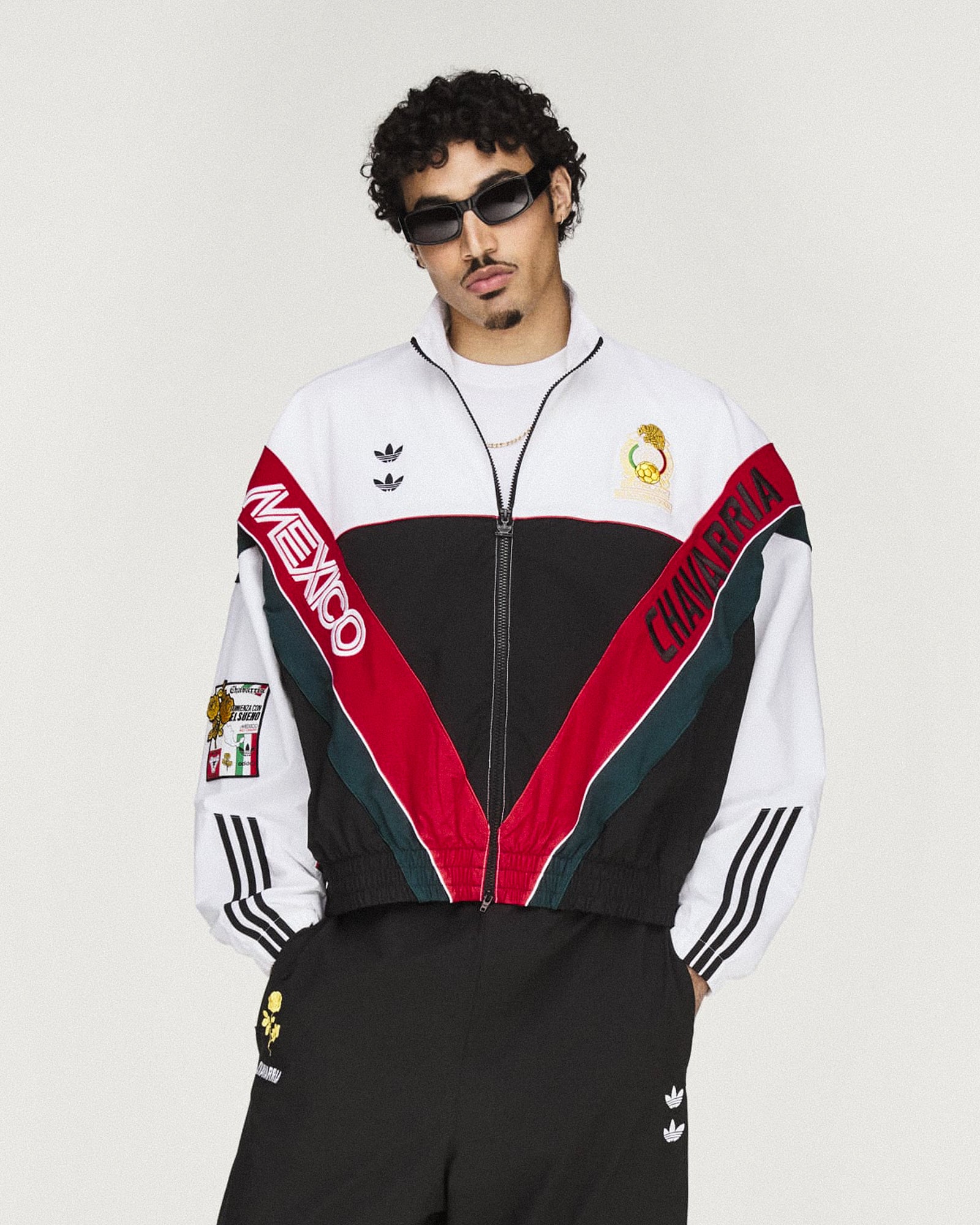 Willy Chavarria x adidas Woven Track Jacket White / Black Track Jacket KU7797 On Model Front View | Overkill