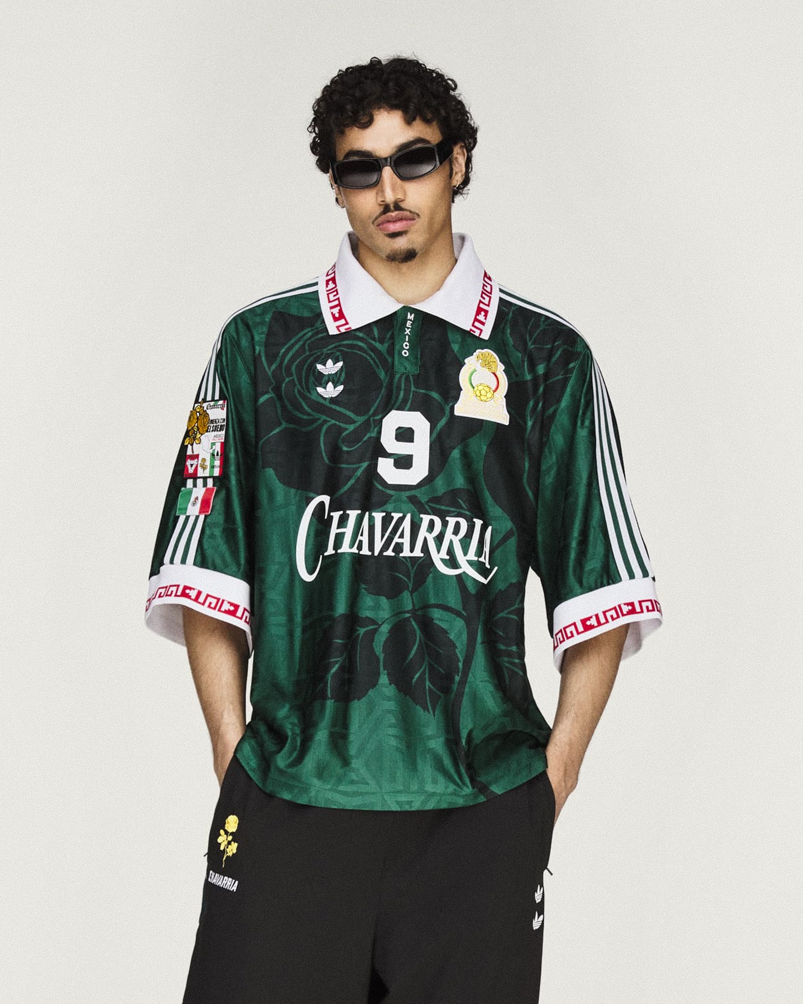 Willy Chavarria x adidas Soccer Jersey Collegiate Green T-Shirts KU7803 On Model Front View | Overkill