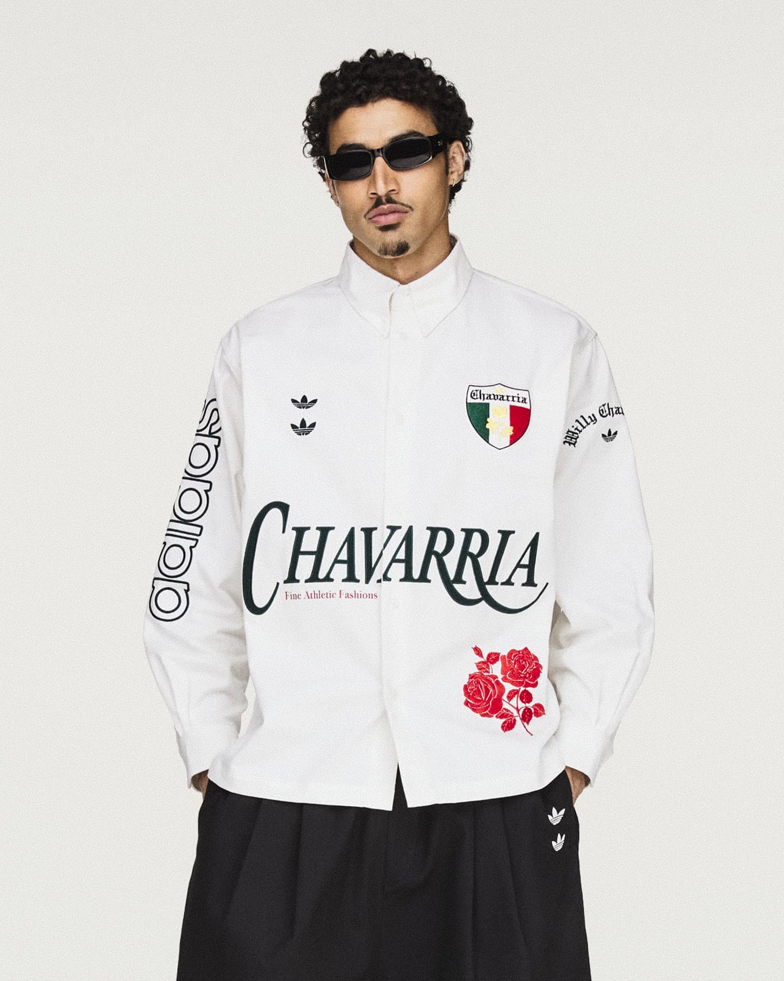 Willy Chavarria x adidas Button Up Shirt Off White Shirt KV1980 On Model Front View | Overkill