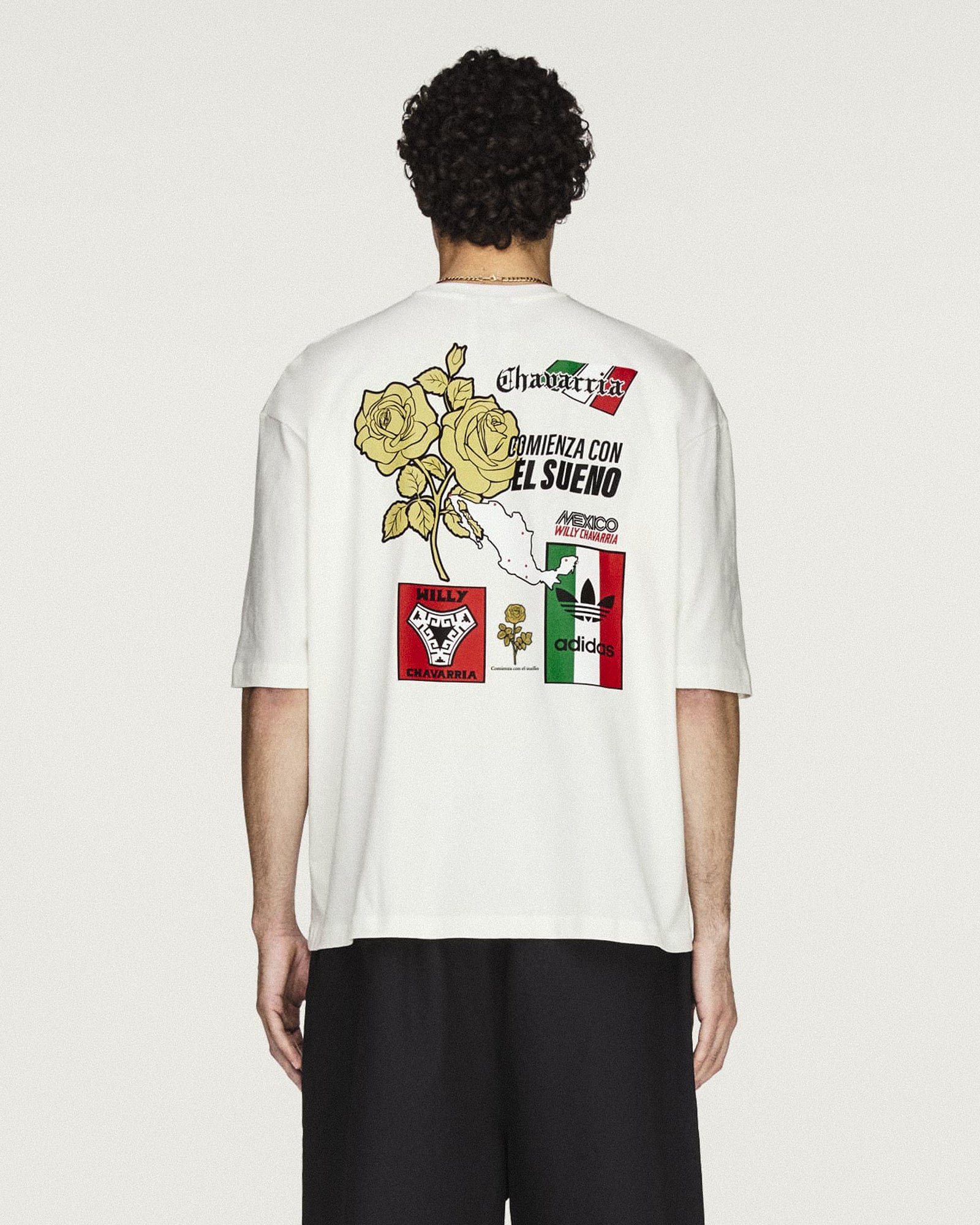 Willy Chavarria x adidas Graphic Tee Off White T-Shirt KY7707 On Model Back View | Overkill