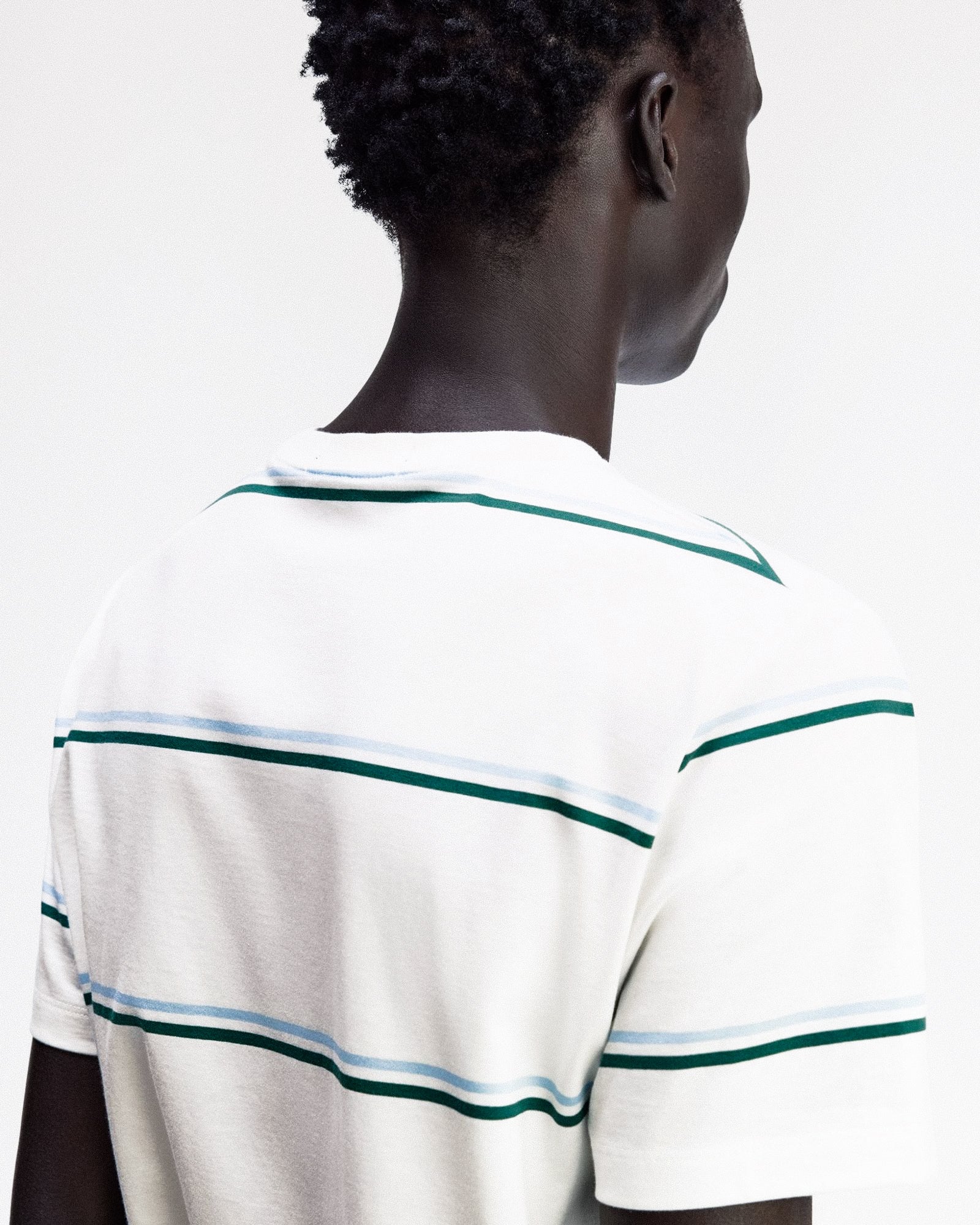 Fred Perry Fine Tripe T-Shirt Snow White T-Shirts M1734-129 On Model Back View | Overkill