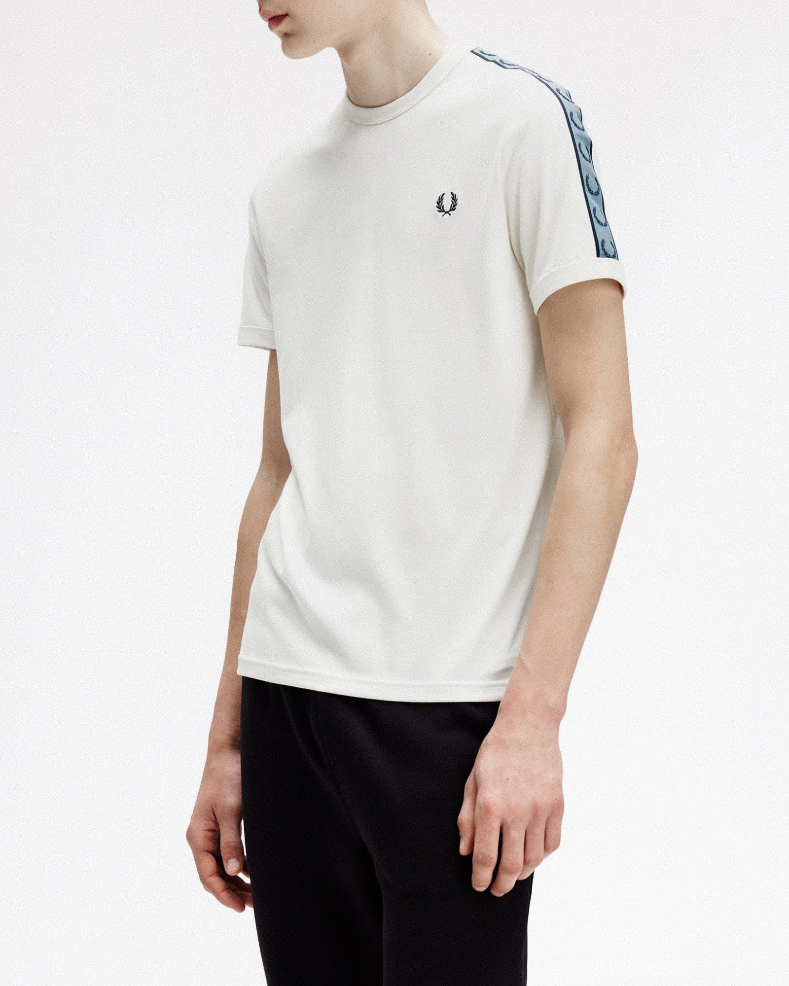 Fred Perry Contrast Tape Ringer T-Shirt Ecru / Navy T-Shirts M4613-729 Style Inspiration | Overkill
