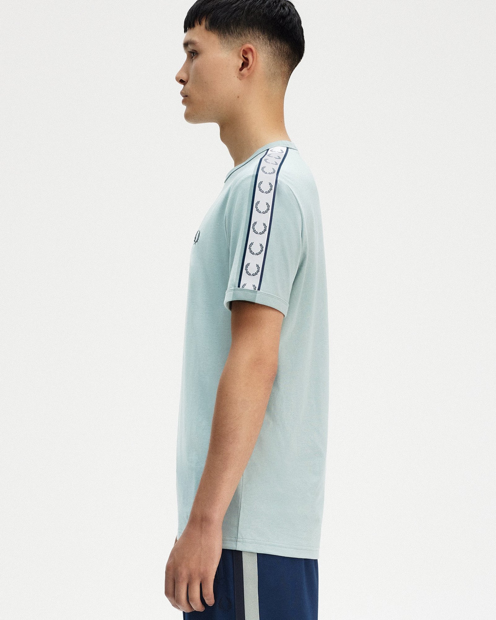 Fred Perry Taped Ringer T-Shirt Silver Blue T-Shirts Detail view 1 | Overkill