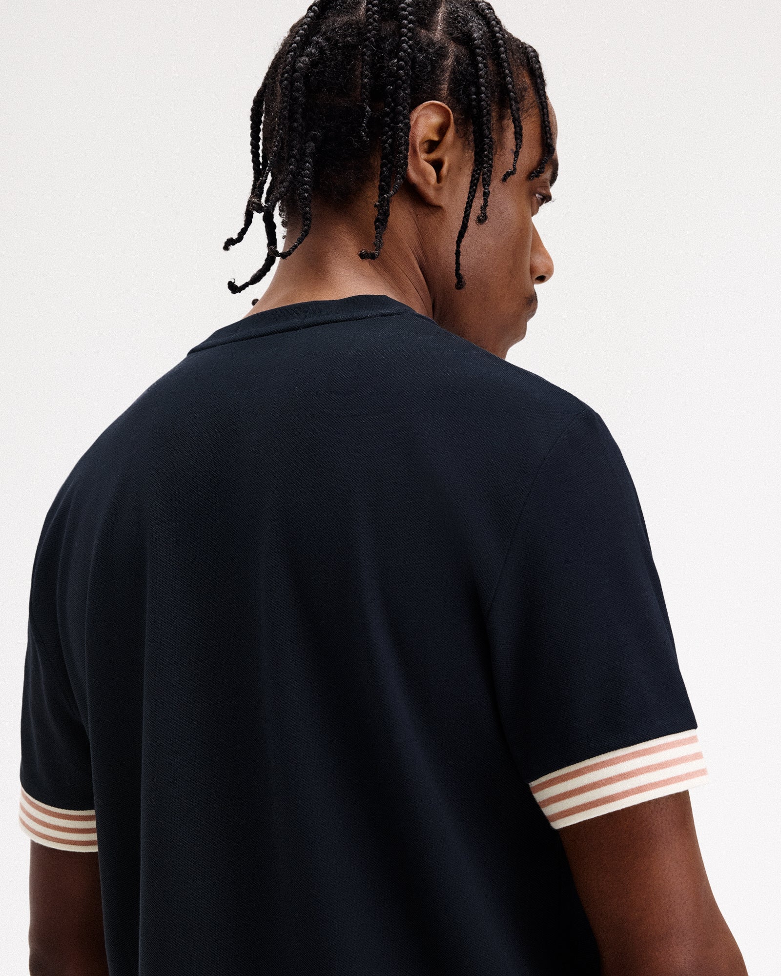 Fred Perry Striped Cuff T-Shirt Navy T-Shirts Detail view 1 | Overkill