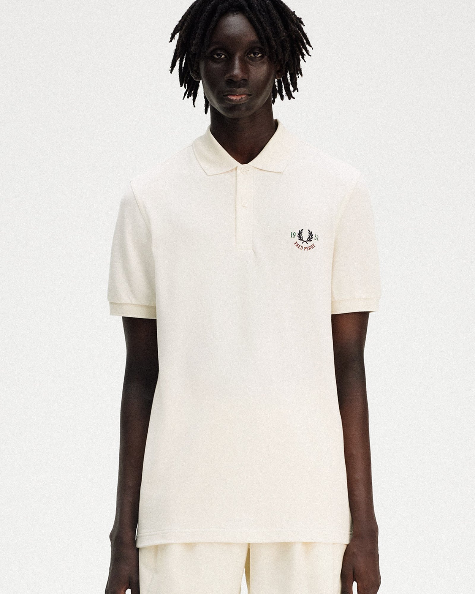 Fred Perry Clubhouse Embroidered Polo Shirt Ecru Polo Shirts Close-up | Overkill