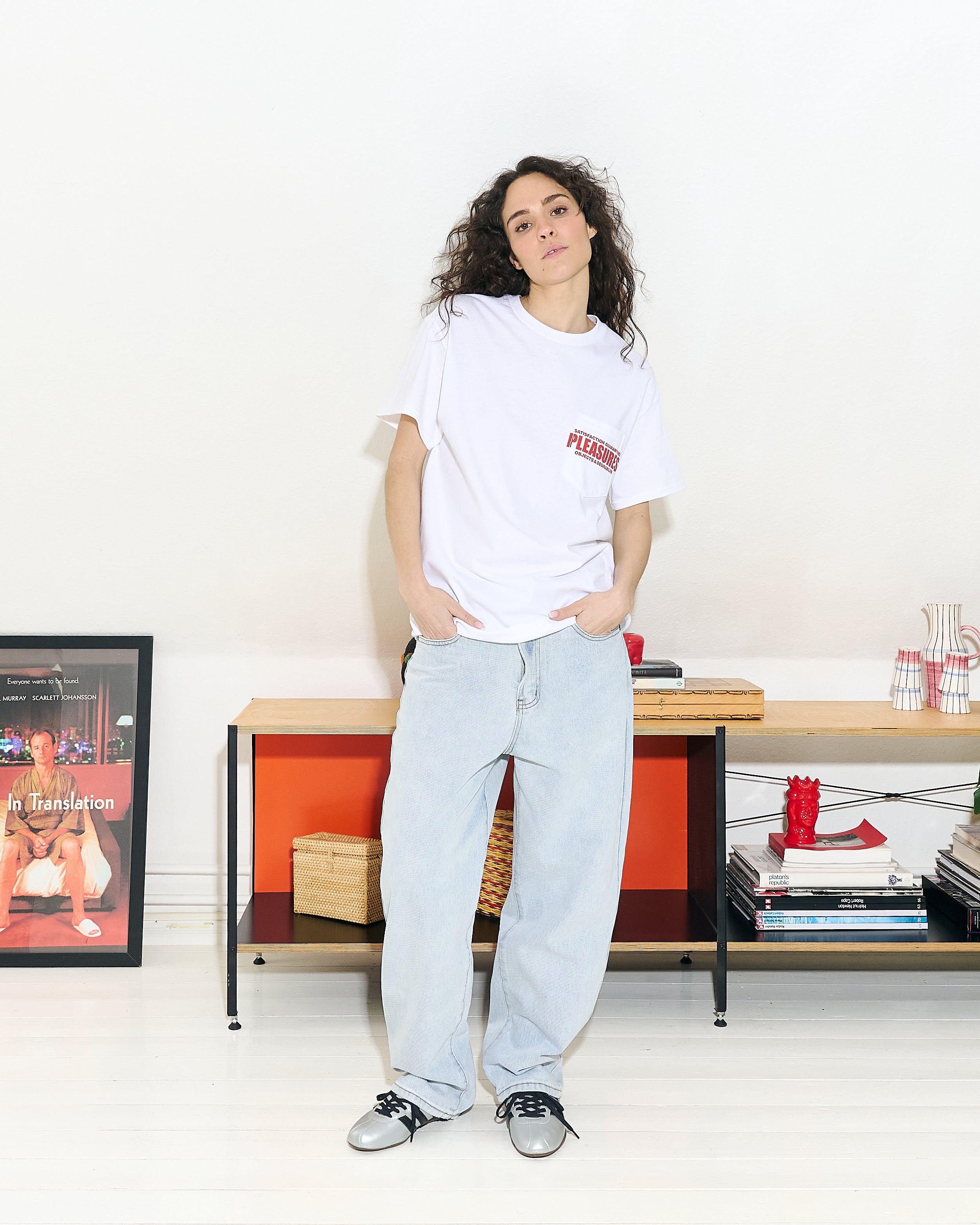 Pleasures Staff Pocket T-Shirt White T-Shirts Close-up | Overkill