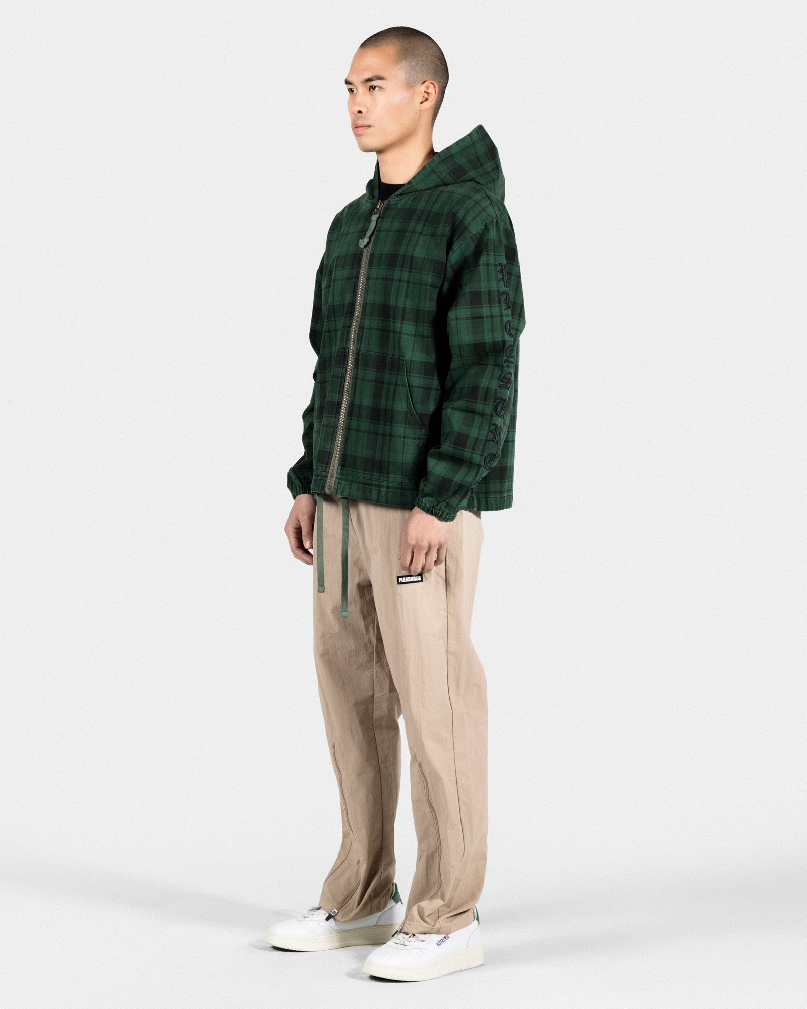 Pleasures Dedicate Plaid Zip Poncho Green Jackets Detail view 1 | Overkill