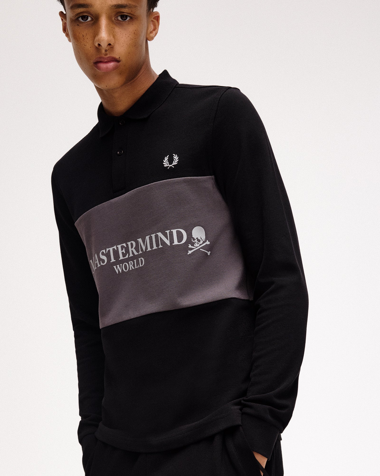 Fred Perry Cut And Sew Polo Shirt Black Polo Shirts Close-up | Overkill