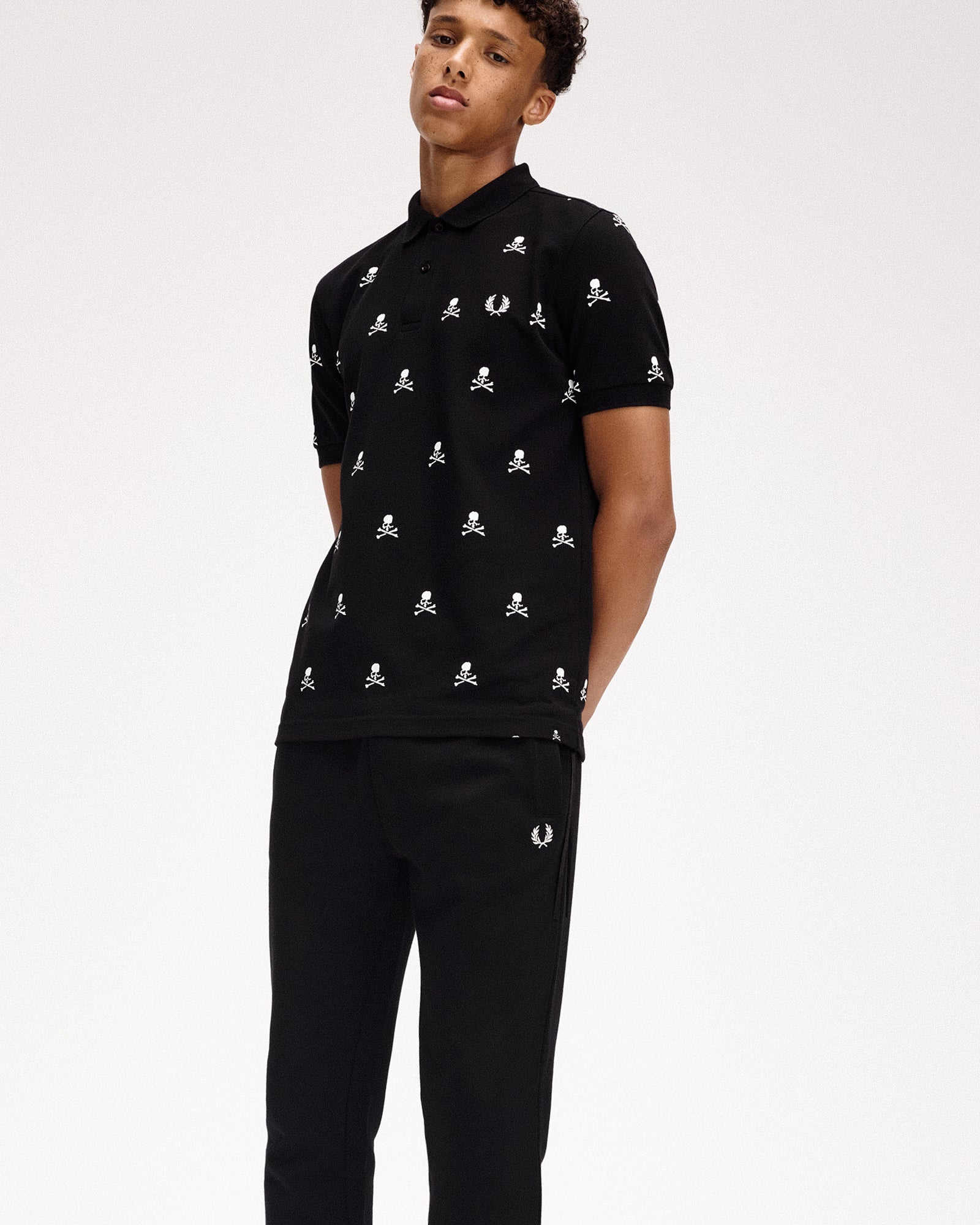 Fred Perry Skull Polo Shirt Black Polo Shirts Close-up | Overkill