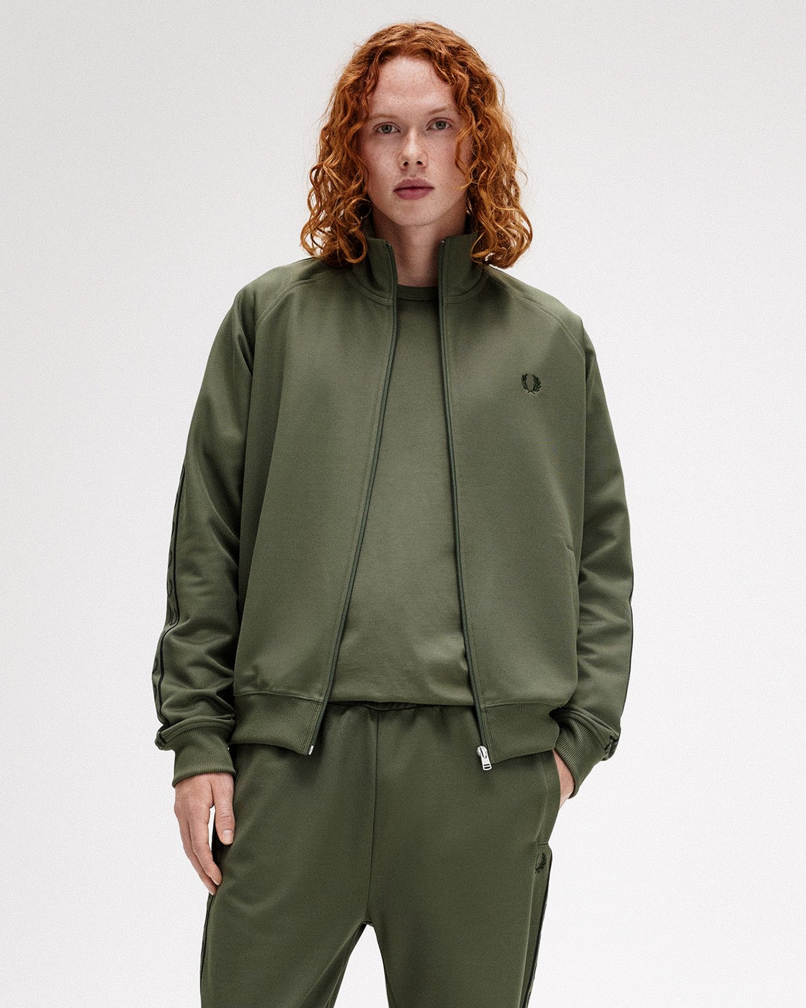 Fred Perry Contrast Tape Track Pant Laurel Wreath Green / Night Green Sweat & Track Pants Close-up | Overkill