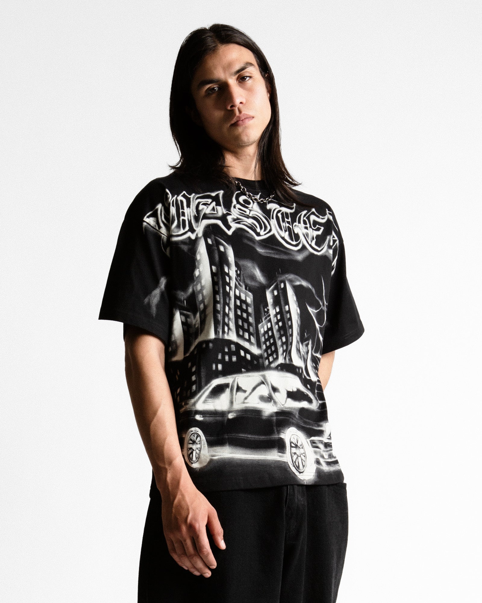 Wasted Paris ATM Boxy T-Shirt Black T-Shirts 175403 On Model Front View | Overkill