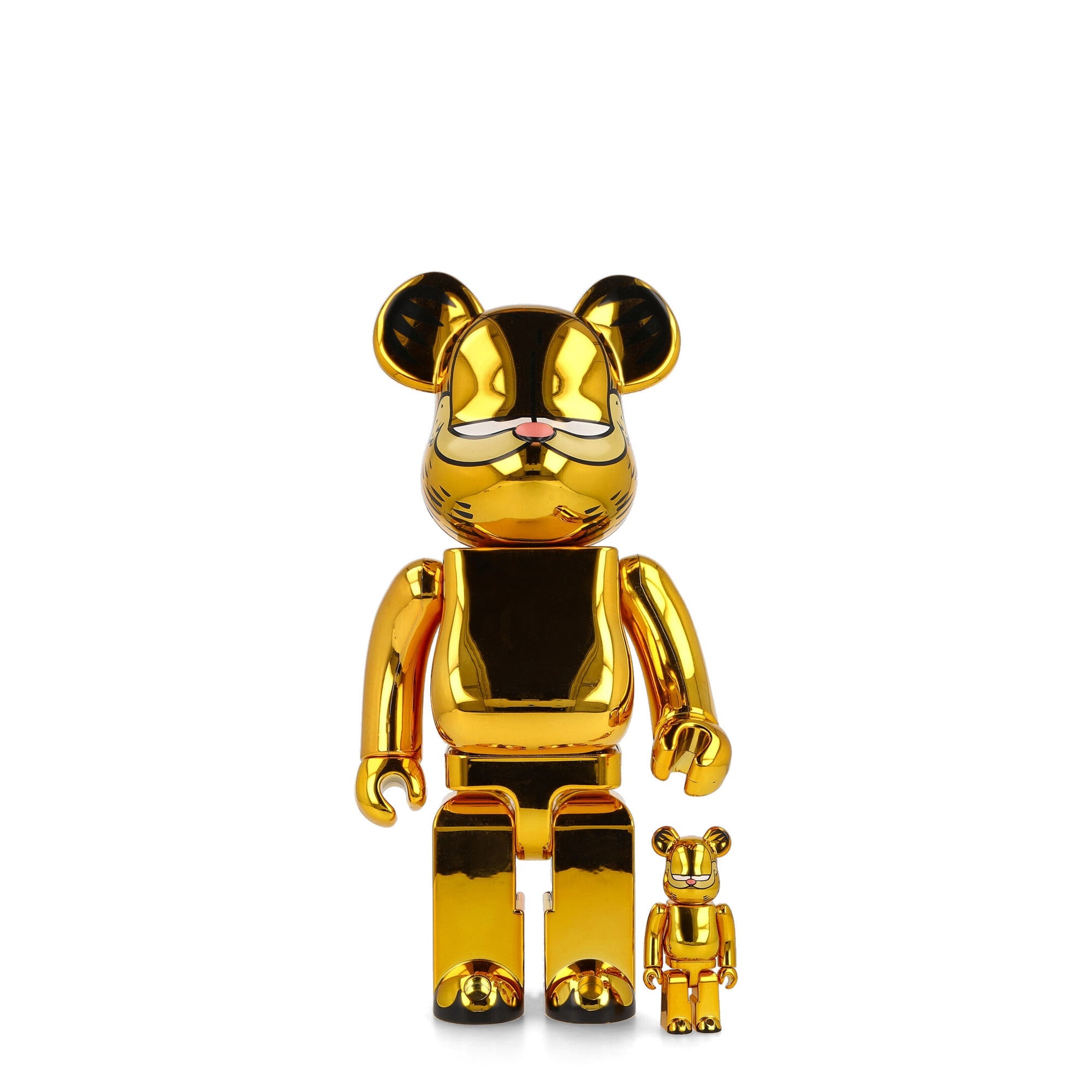 Medicom Be@rbrick Garfield Gold Chrome Version 400% + 100% Multicolor Collectibles & Toys MBGCV400100 | Overkill