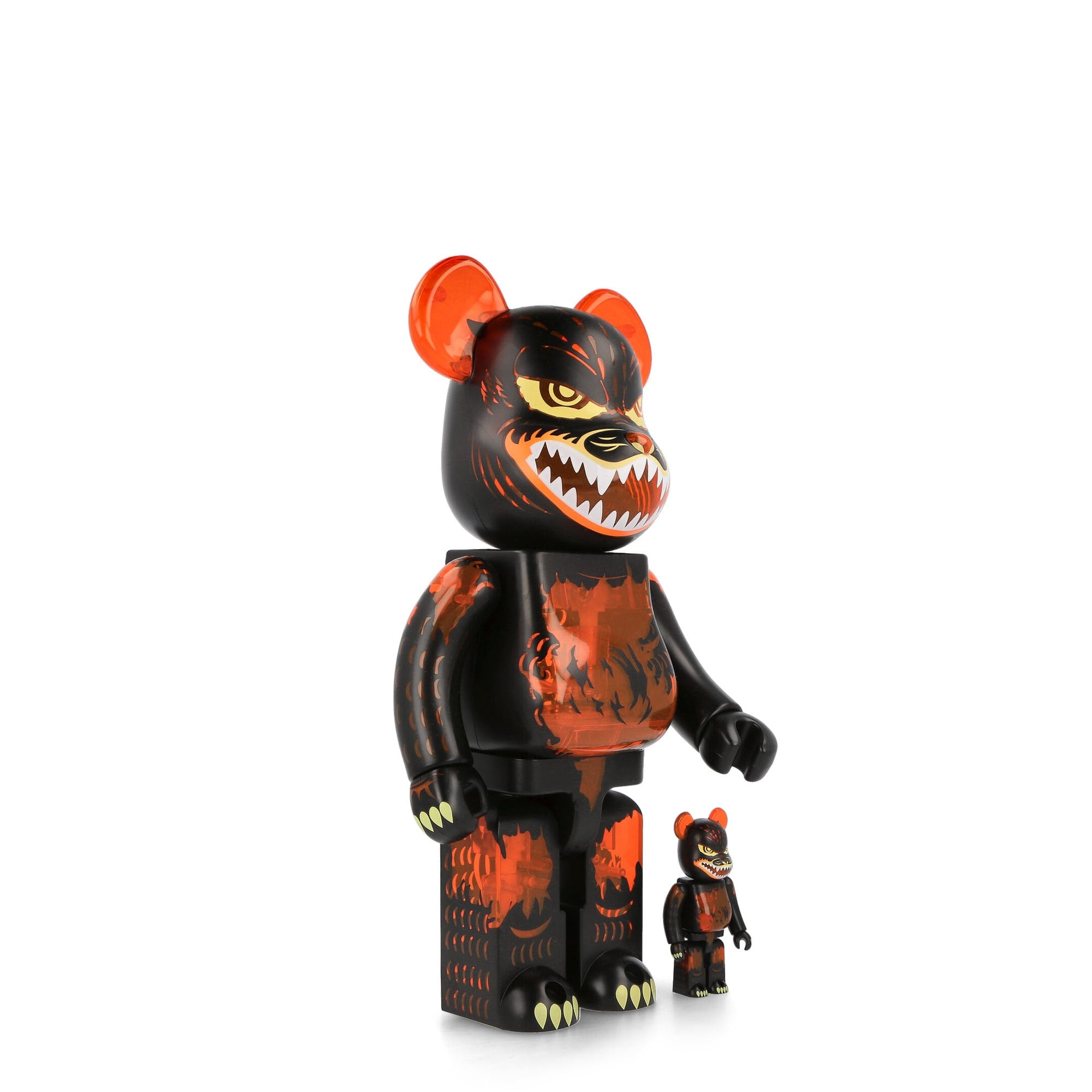 Medicom Be@rbrick Godzilla Meltdown: Clear Orange Version 400% + 100% Multicolor Collectibles & Toys Close-up | Overkill