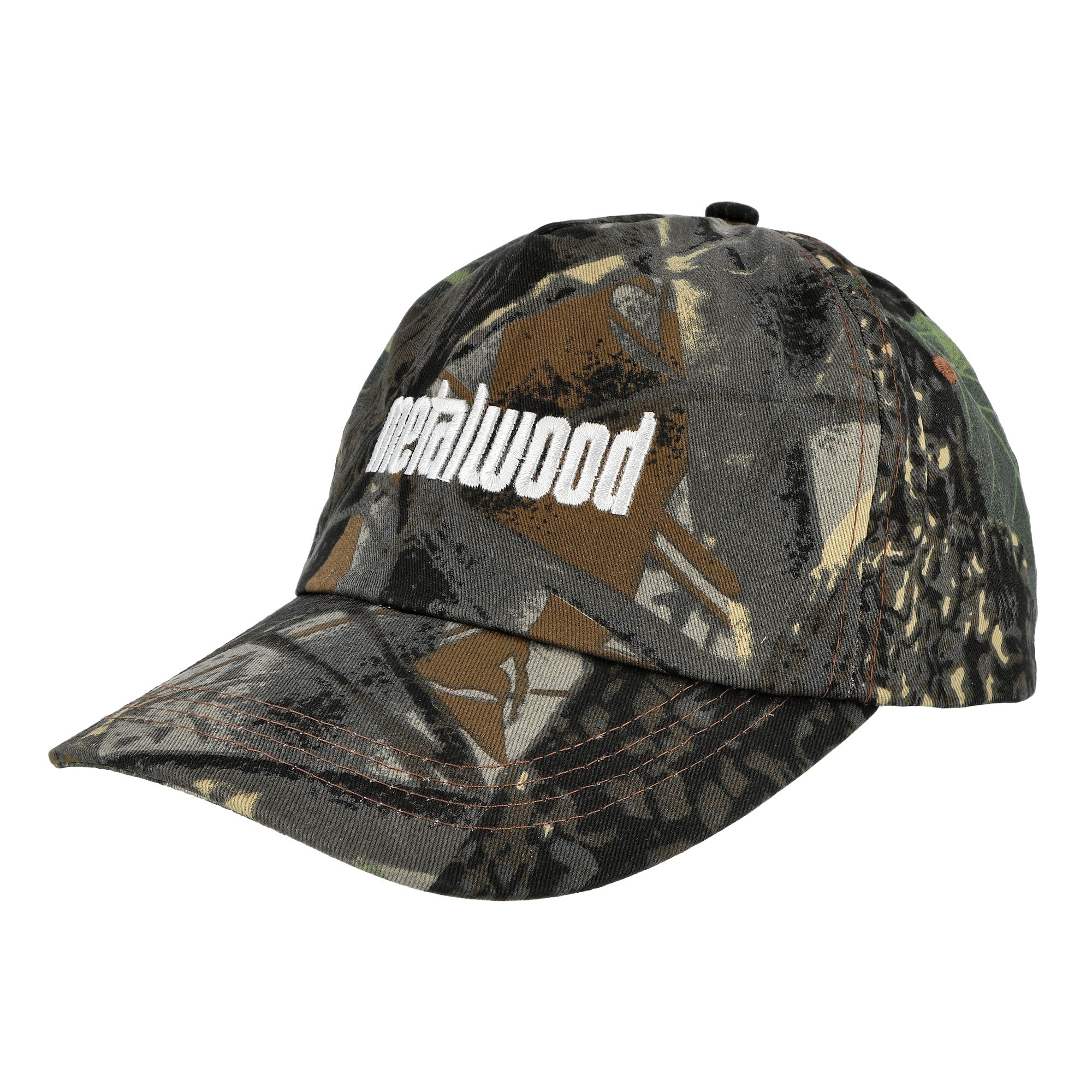 Metalwood Studio Metal Logo 5-Panel Real Leaf Camo Caps MWS25-01-10-RLC | Overkill
