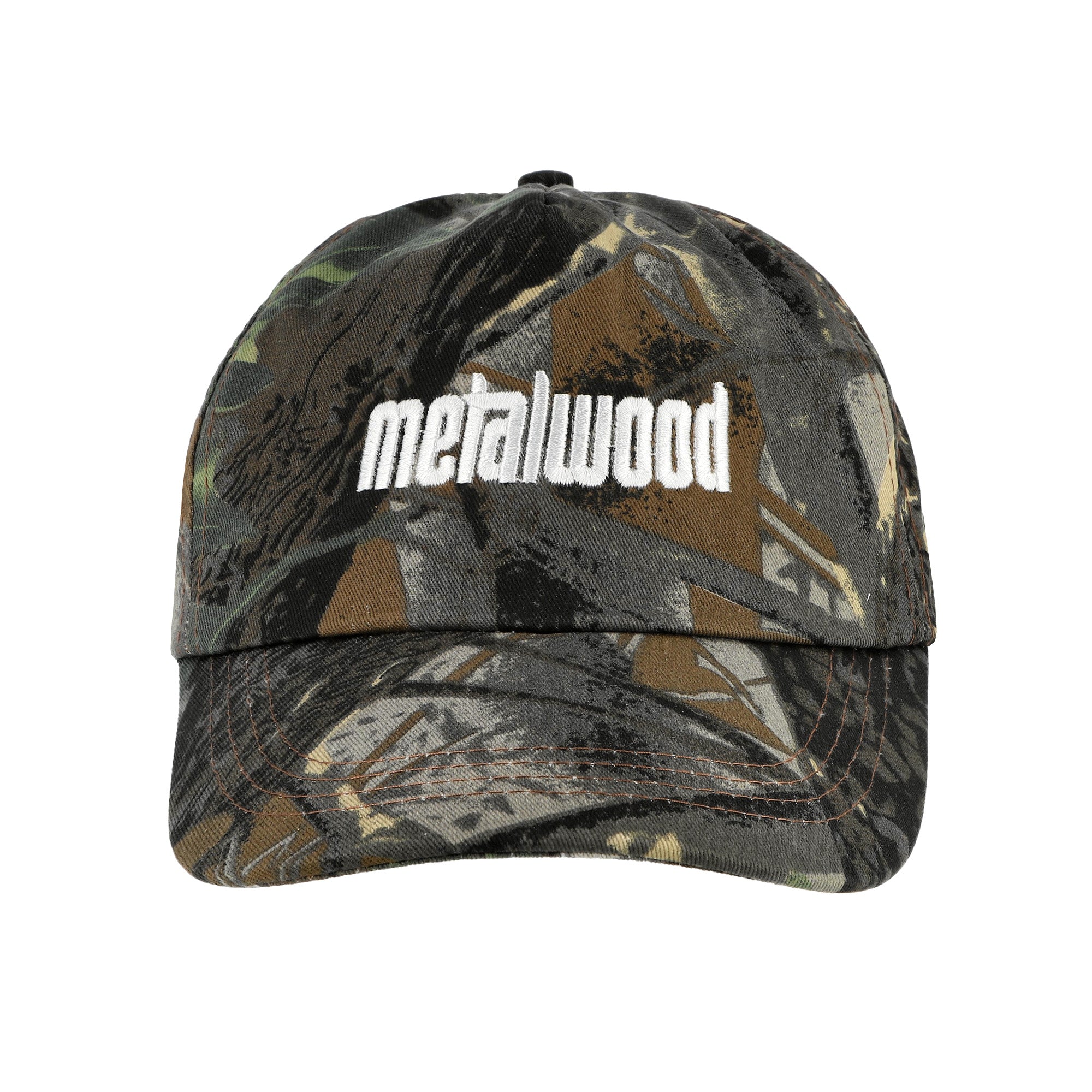 Metalwood Studio Metal Logo 5-Panel Real Leaf Camo Caps MWS25-01-10-RLC Detail View 1 | Overkill