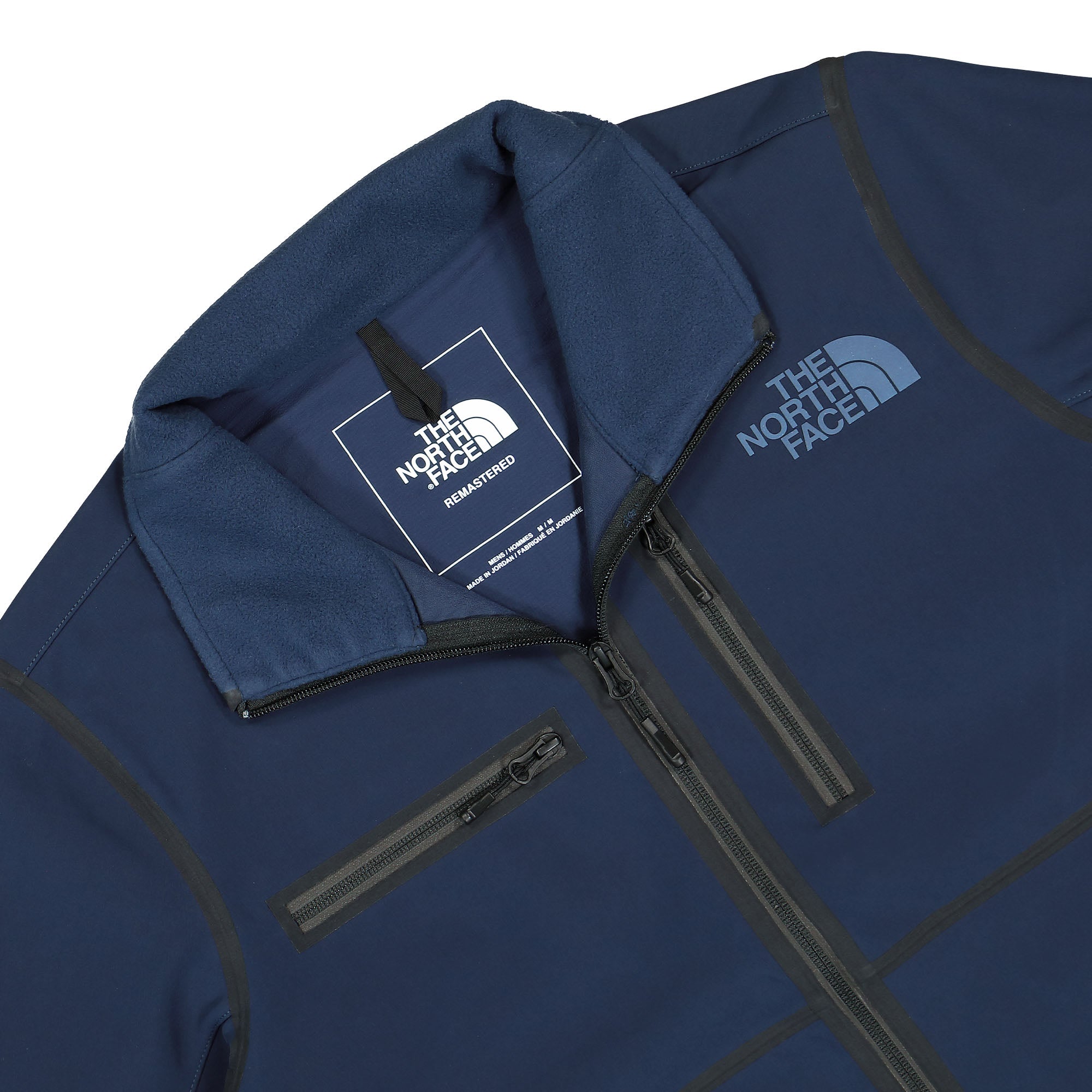 The North Face Rmst Denali Jacket Summit Navy - Silver Reflective Windbreaker Close-up | Overkill
