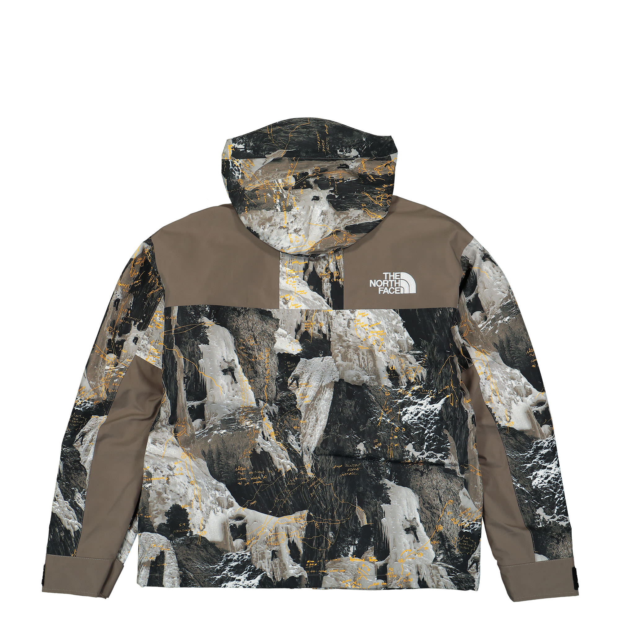 The North Face GTX Mountain Jacket Falcon Brown Conrads Notes Print Jackets Material | Overkill