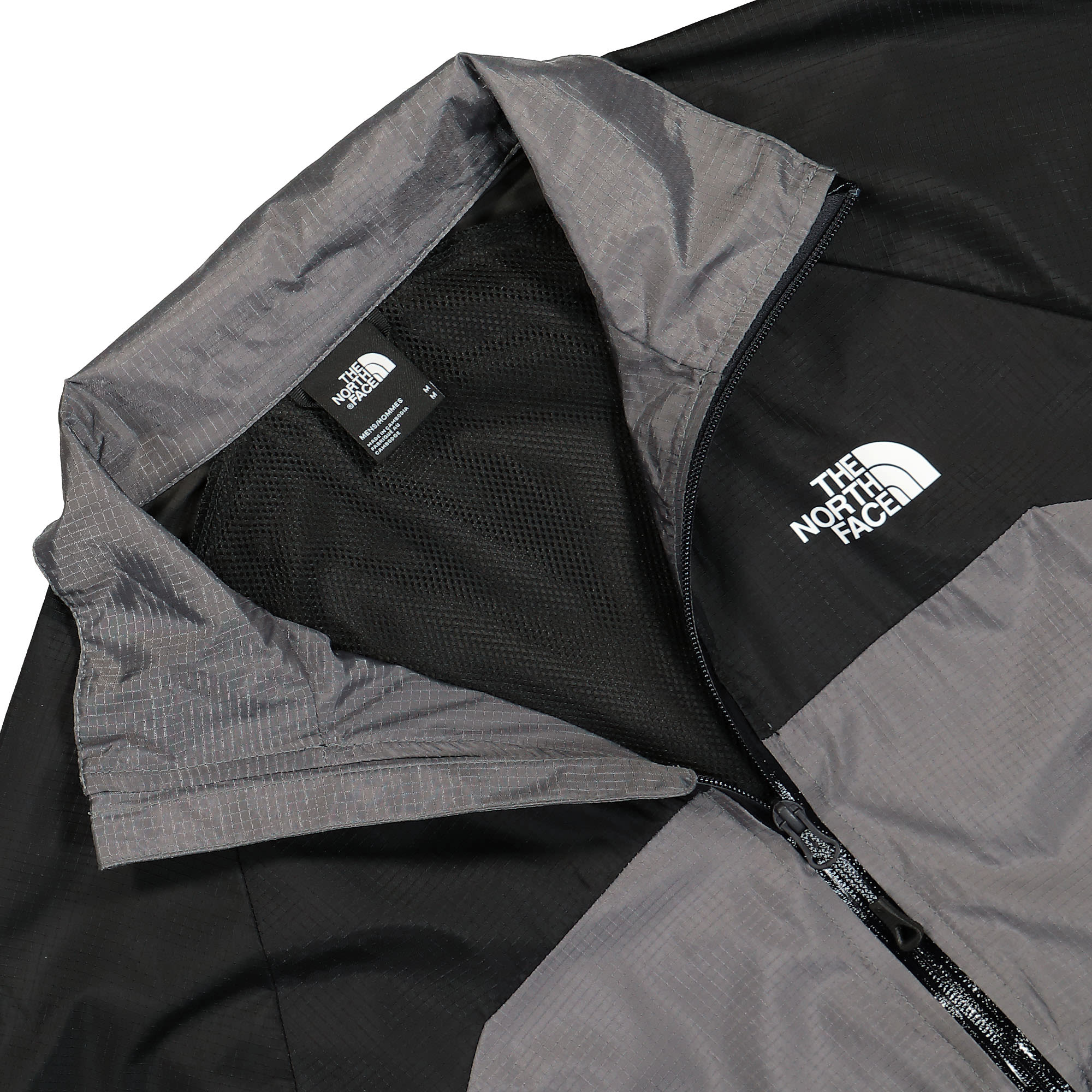 The North Face Wind Shell Full-Zip Jacket Smoked Pearl / TNF Black Windbreaker Close-up | Overkill