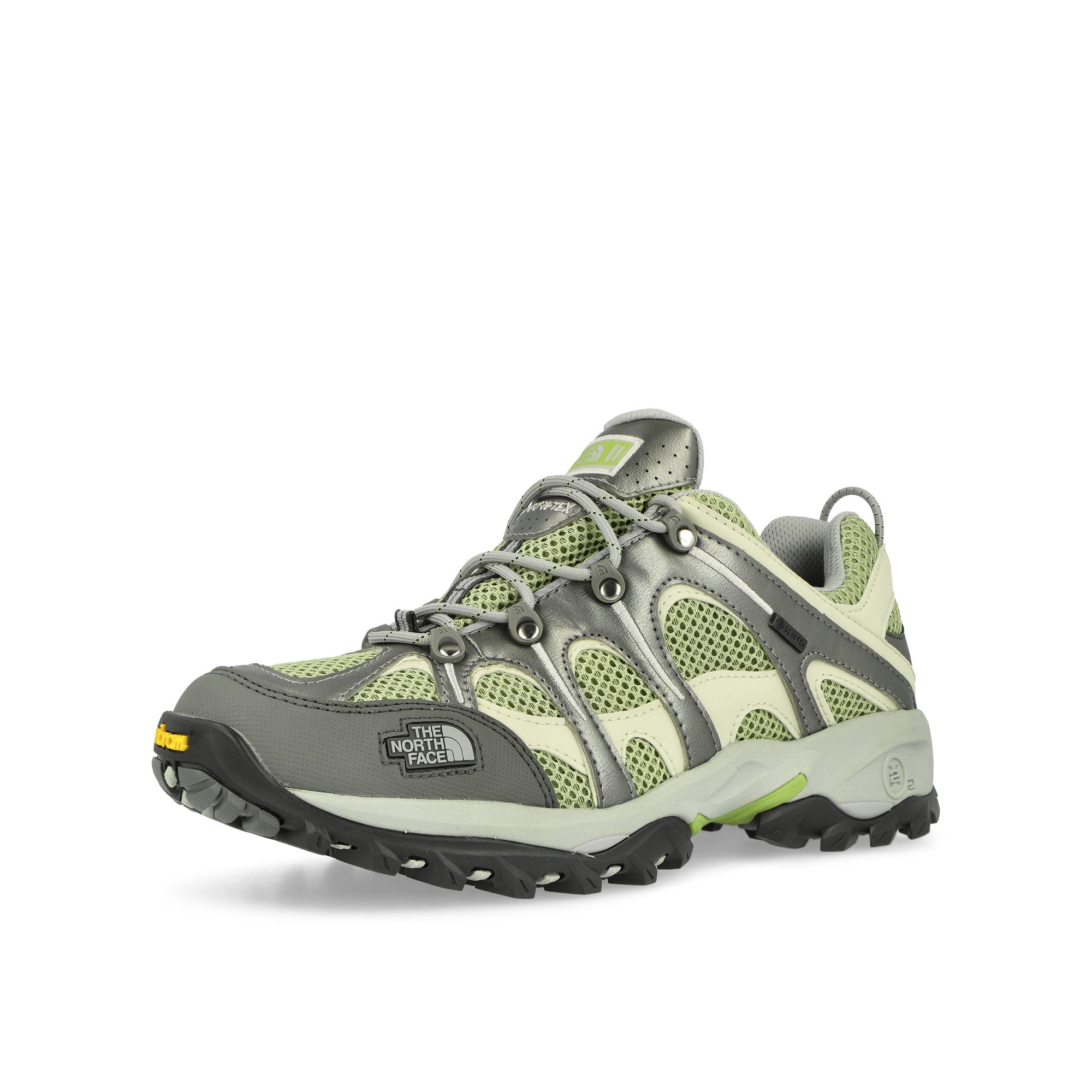 The North Face Hedgehog 06 Gore-Tex Jade / Silver Metallic Low Top Sneakers Close Up | Overkill