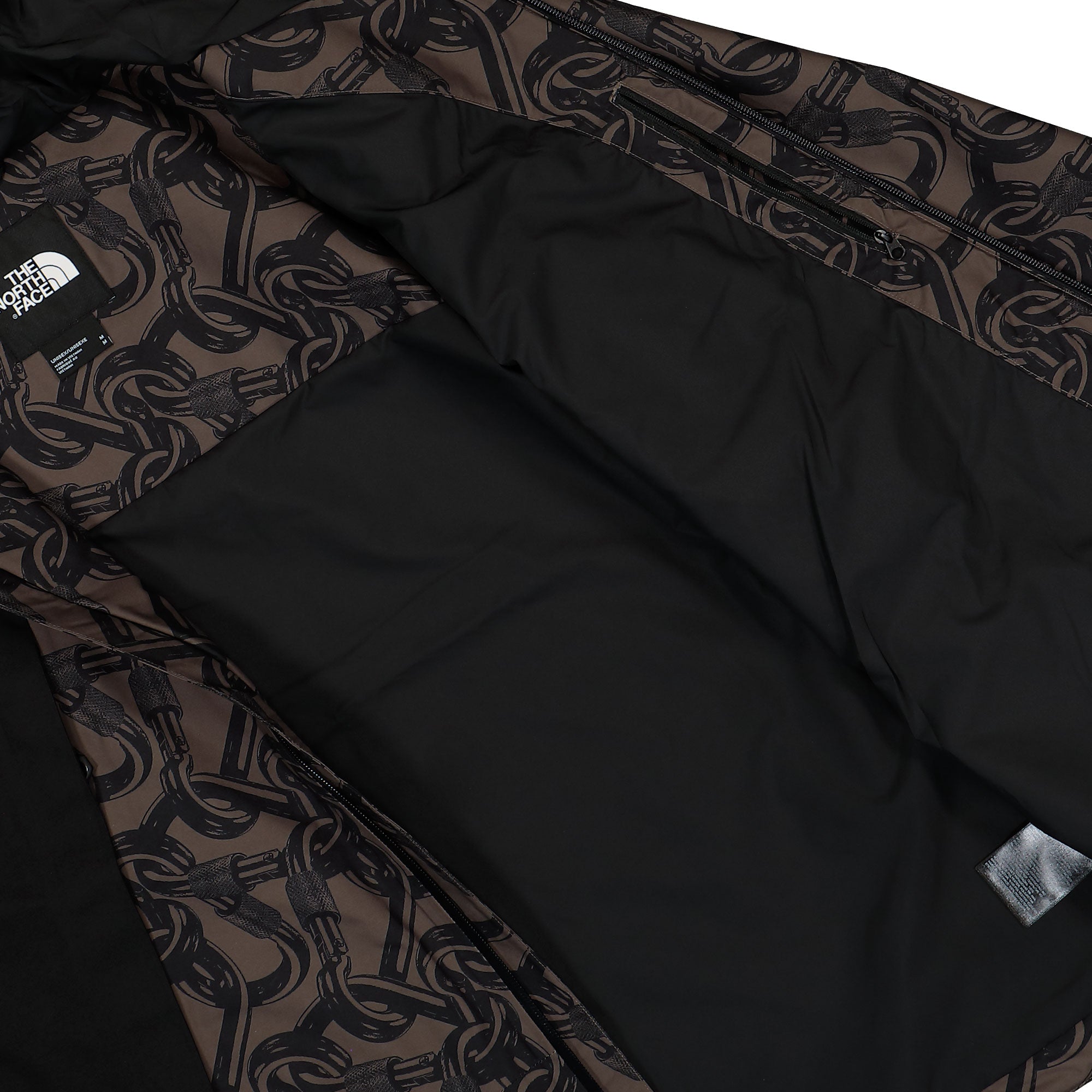 The North Face U NSE Shell Jacket Print Smokey Brown Carabiner Windbreaker Detail view 1 | Overkill