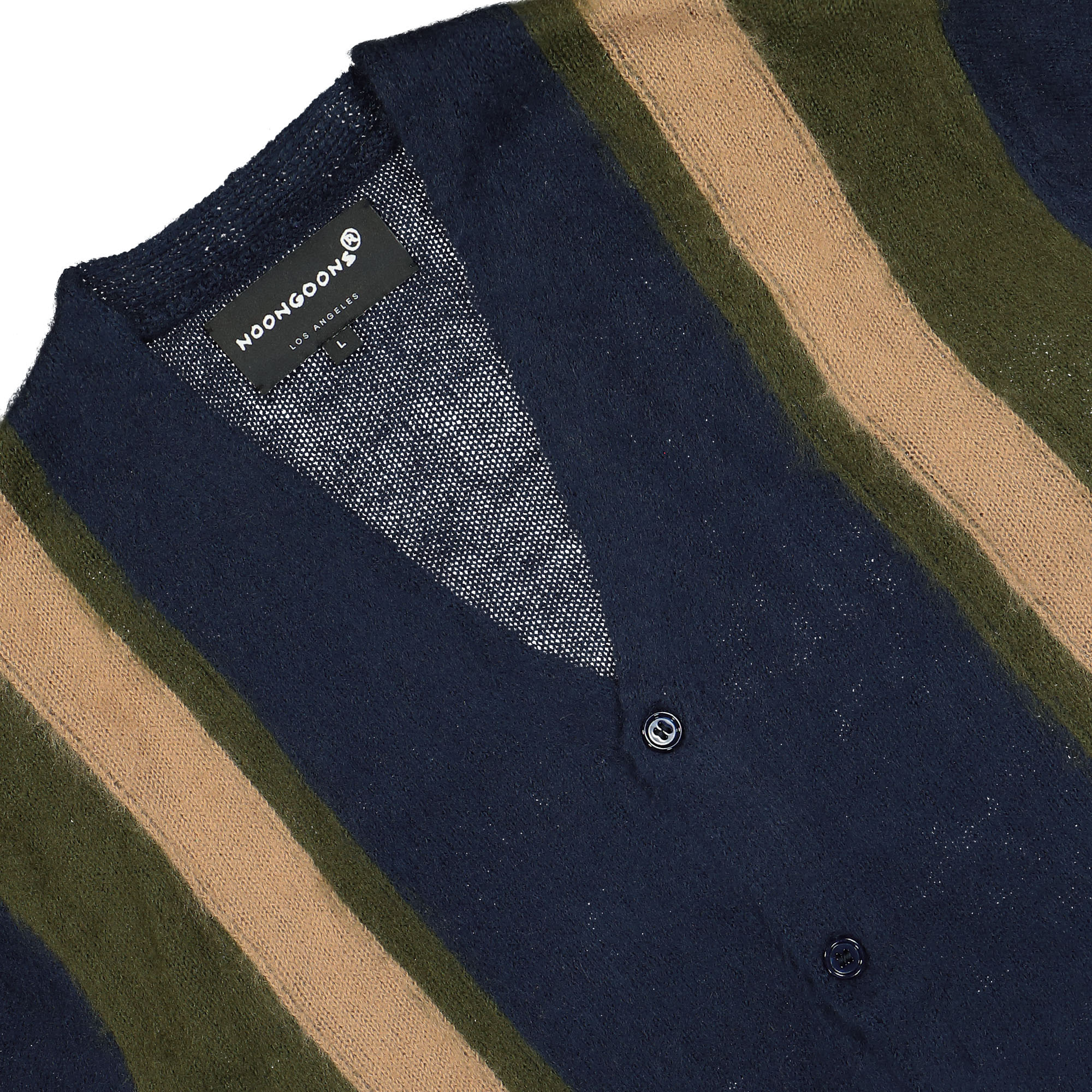 Noon Goons Recess Knit Cardigan Navy / Moss Cardigans Close-up | Overkill