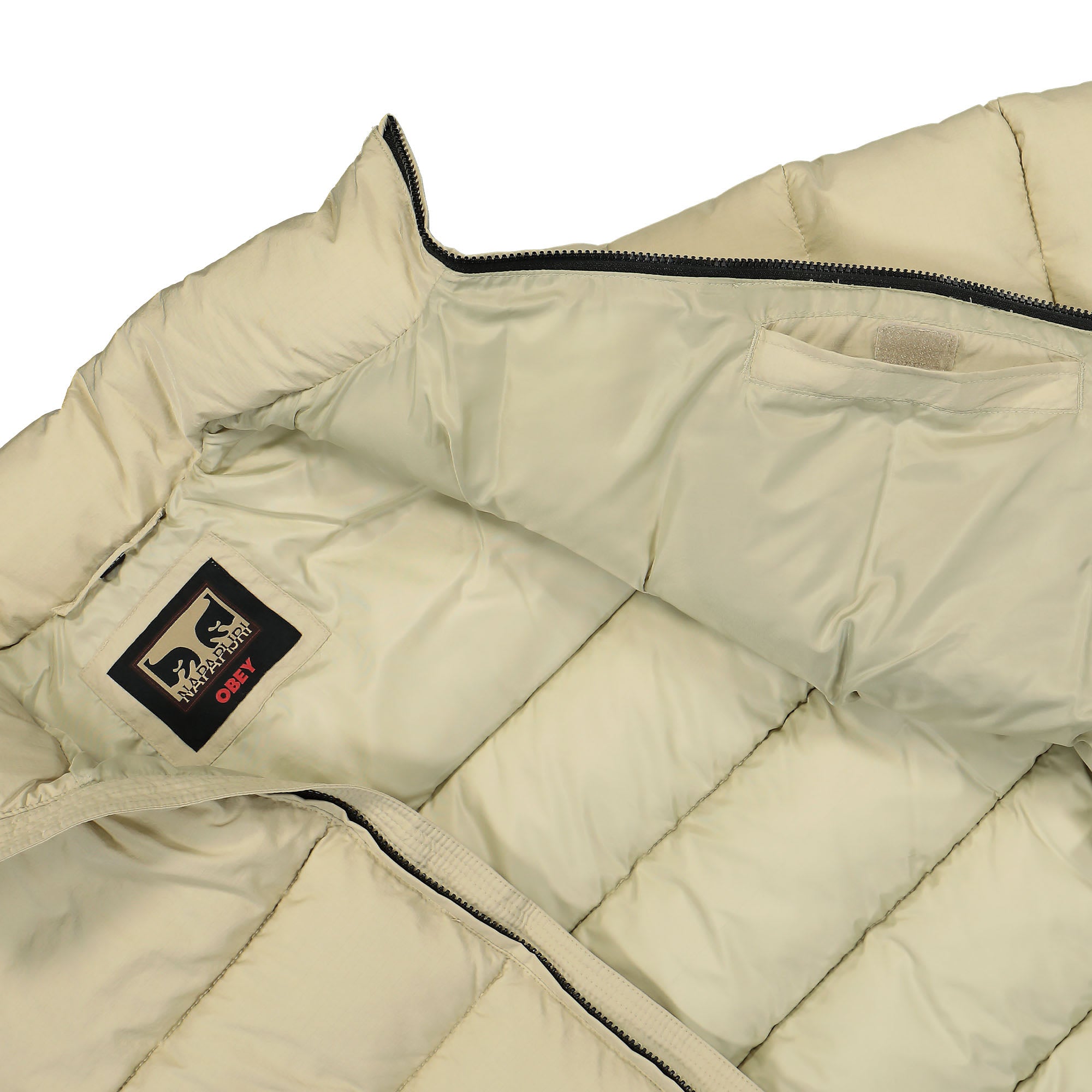 Obey Napapijri x Obey Dont Just Watch It Burn Puffer Jacket Cream Puffer Jackets Detail view 1 | Overkill