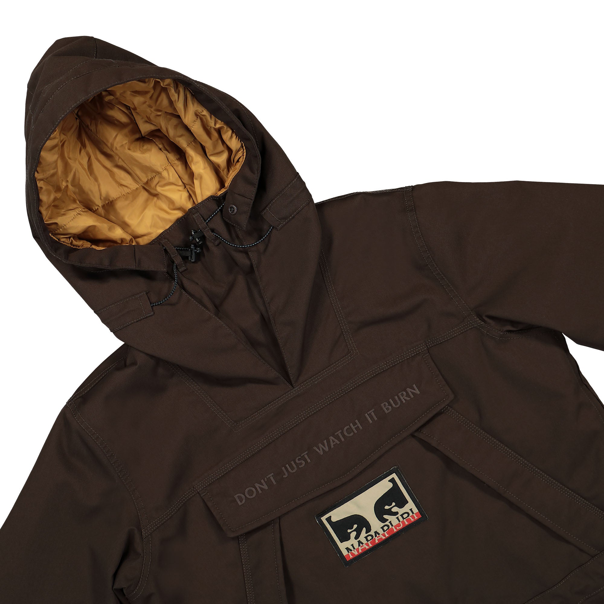 Obey Napapijri x Obey Dont Just Watch It Burn Skidoo Jacket Dark Brown Jackets Close-up | Overkill