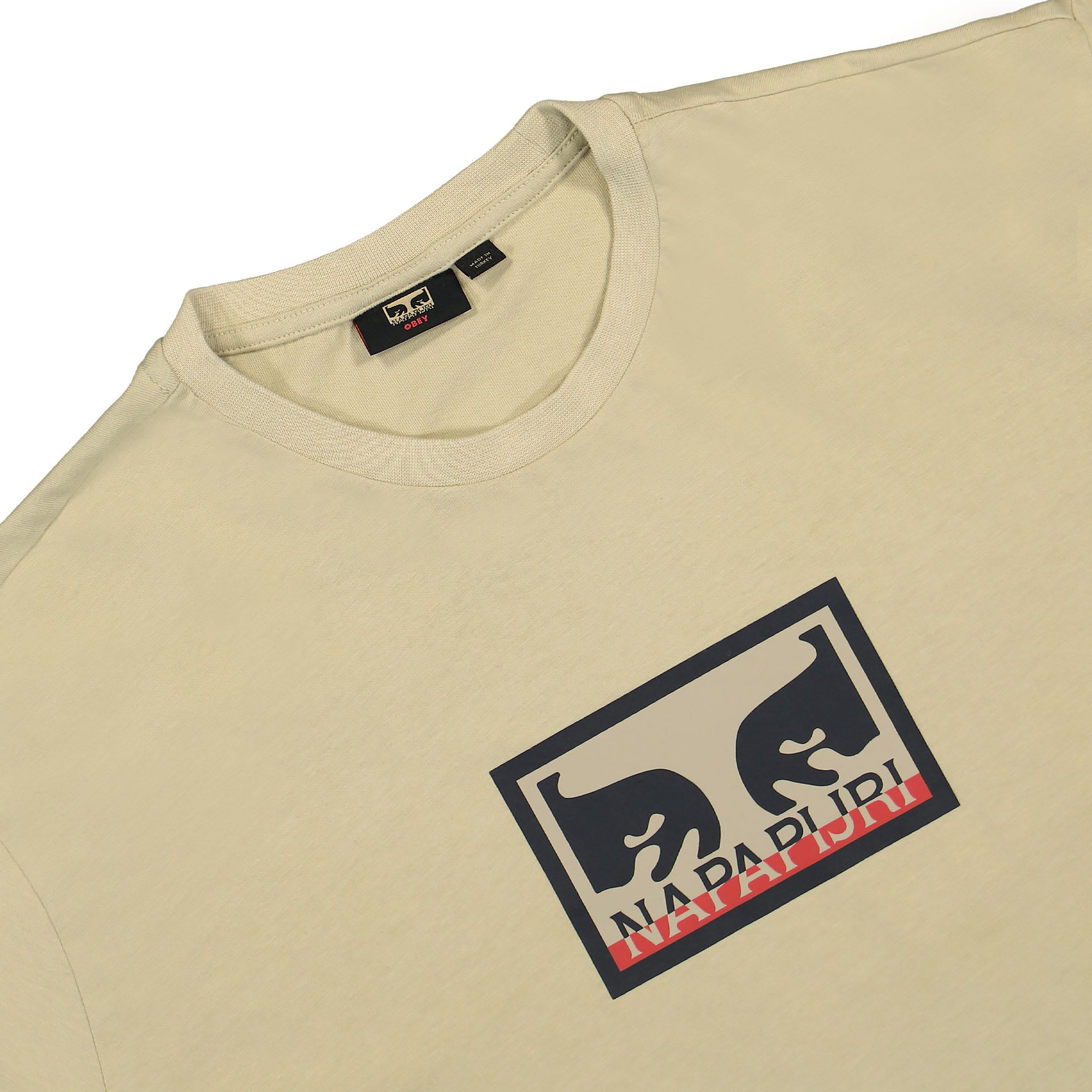 Obey Napapijri x Obey Tee Cream T-Shirts Close-up | Overkill