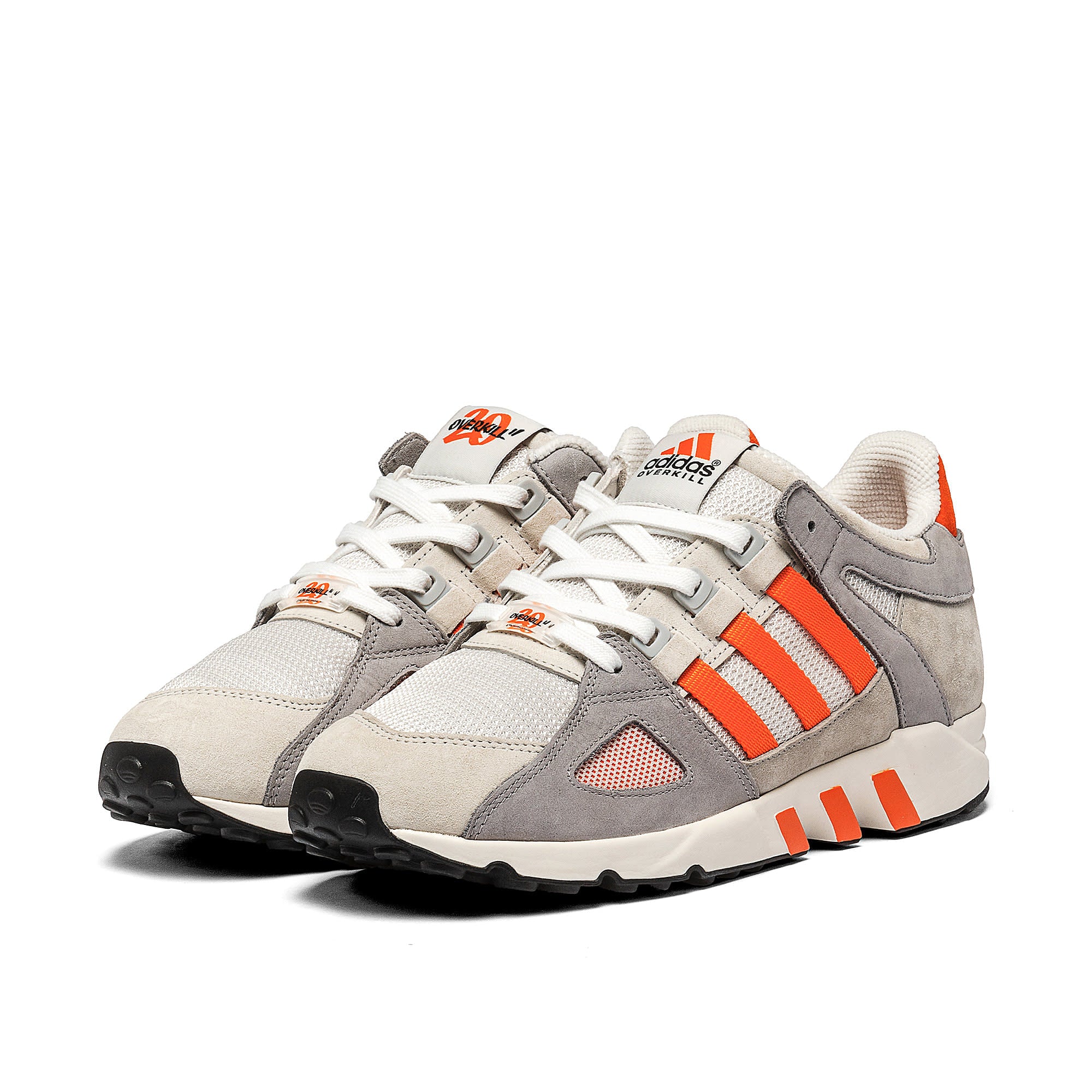 adidas Overkill x adidas Equipment EQT Guidance Crystal White / Footwear White / Off White Low Top Sneakers Close Up | Overkill