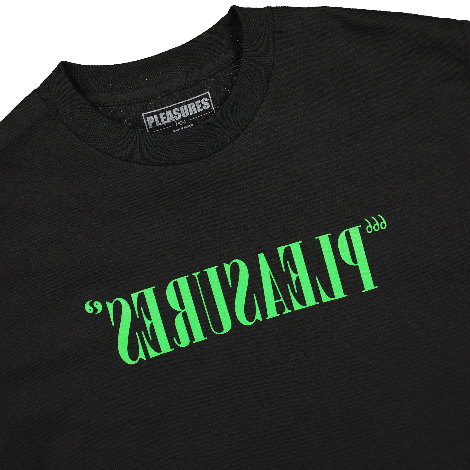 Pleasures Flipped Logo T-Shirt Black T-Shirts Close-up | Overkill