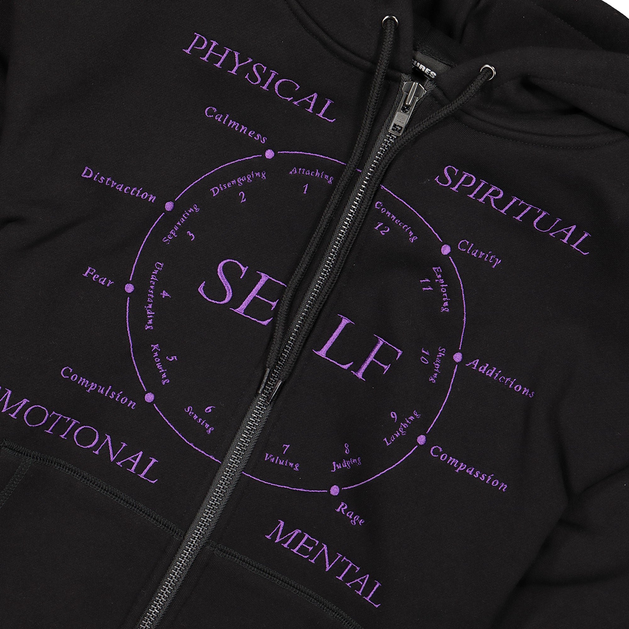 Pleasures Clarity Zip Hoodie Black Hoodies Close-up | Overkill