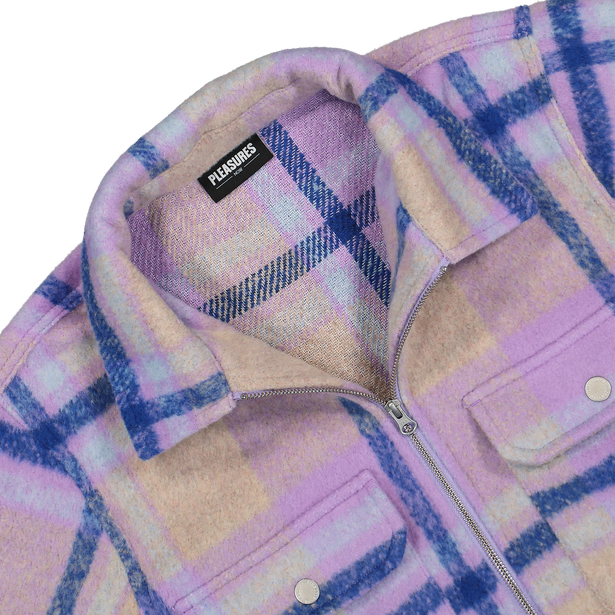 Pleasures Folklore Plaid Work Jacket Purple Jackets Close-up | Overkill