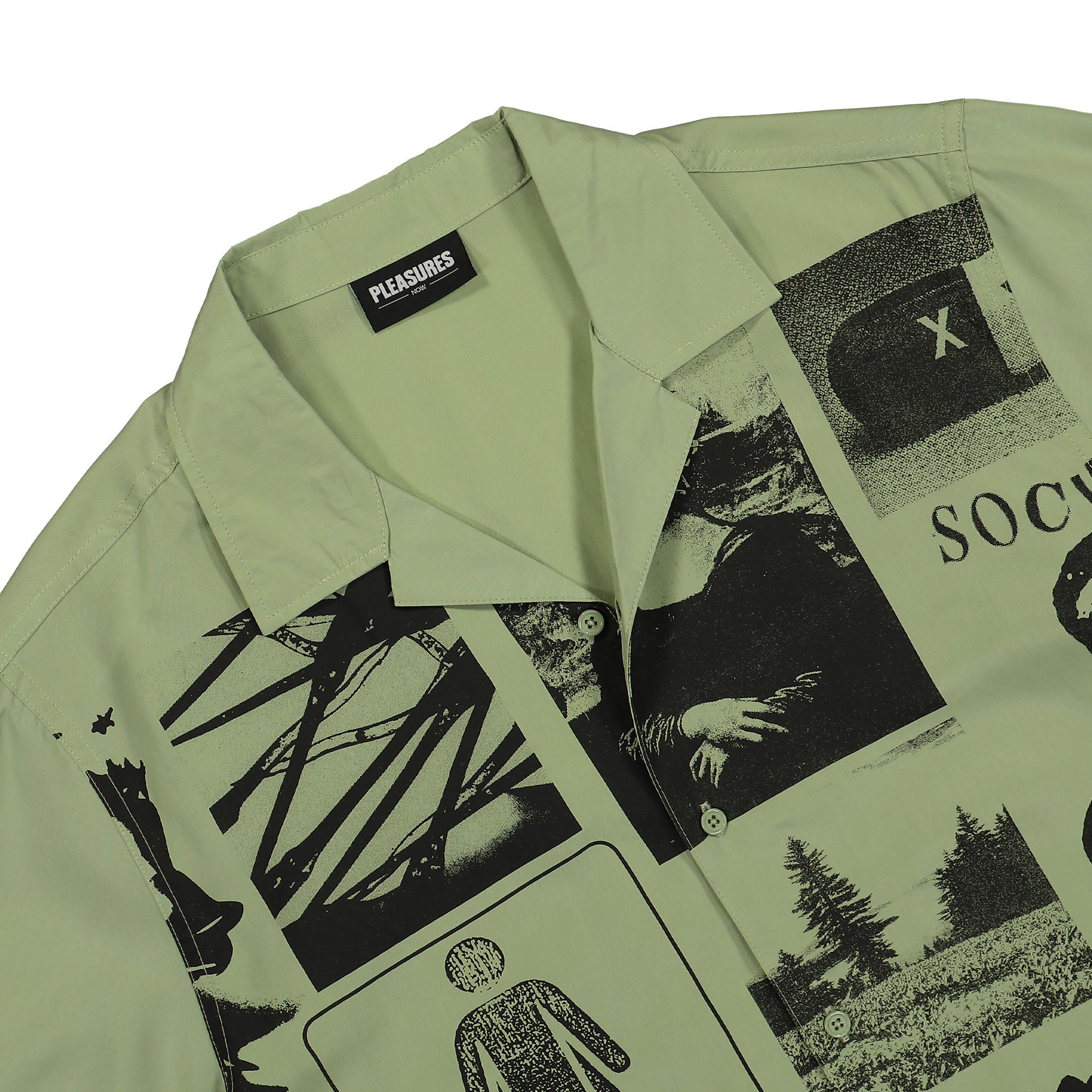 Pleasures Choices Camp Collar Button Down Shirt Green Shirts Close-up | Overkill