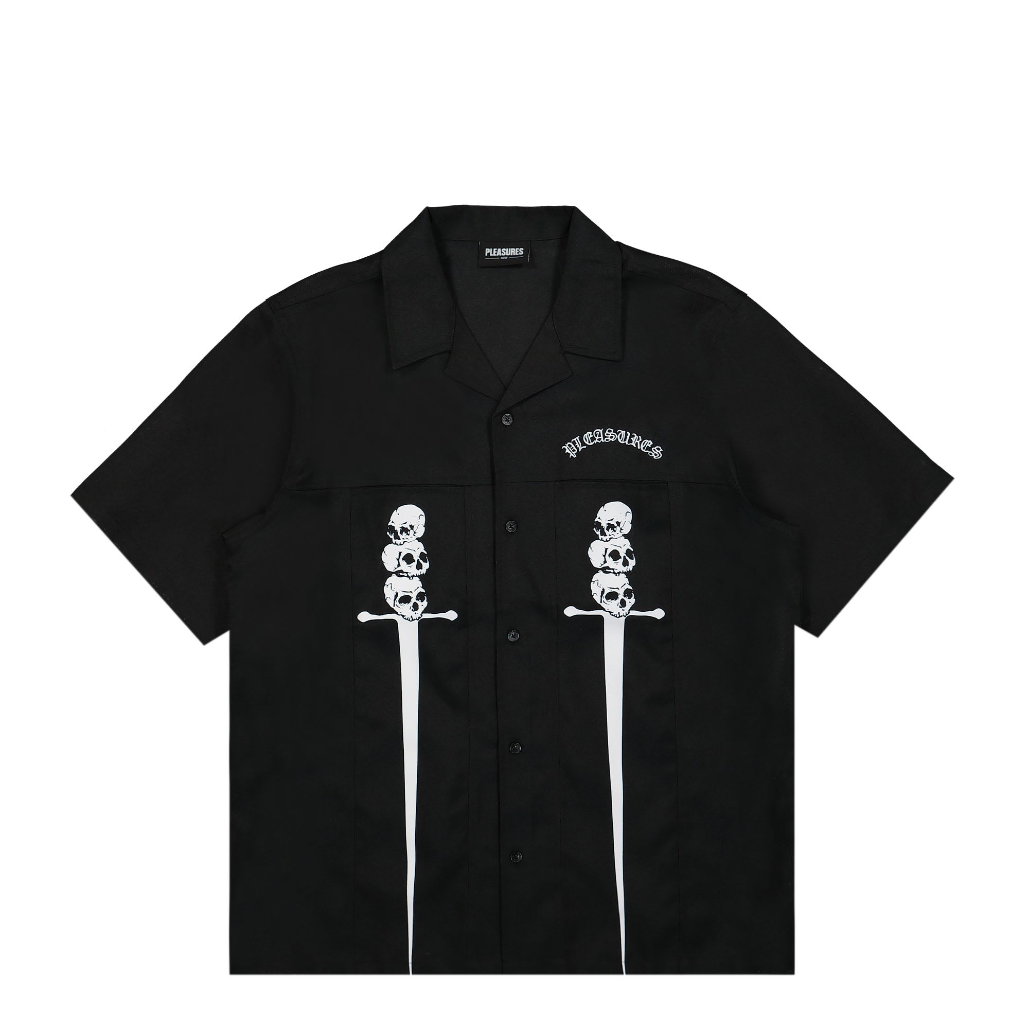 Pleasures Luster Camp Collar Button Down Shirt Black Shirts P23SP016-Black | Overkill