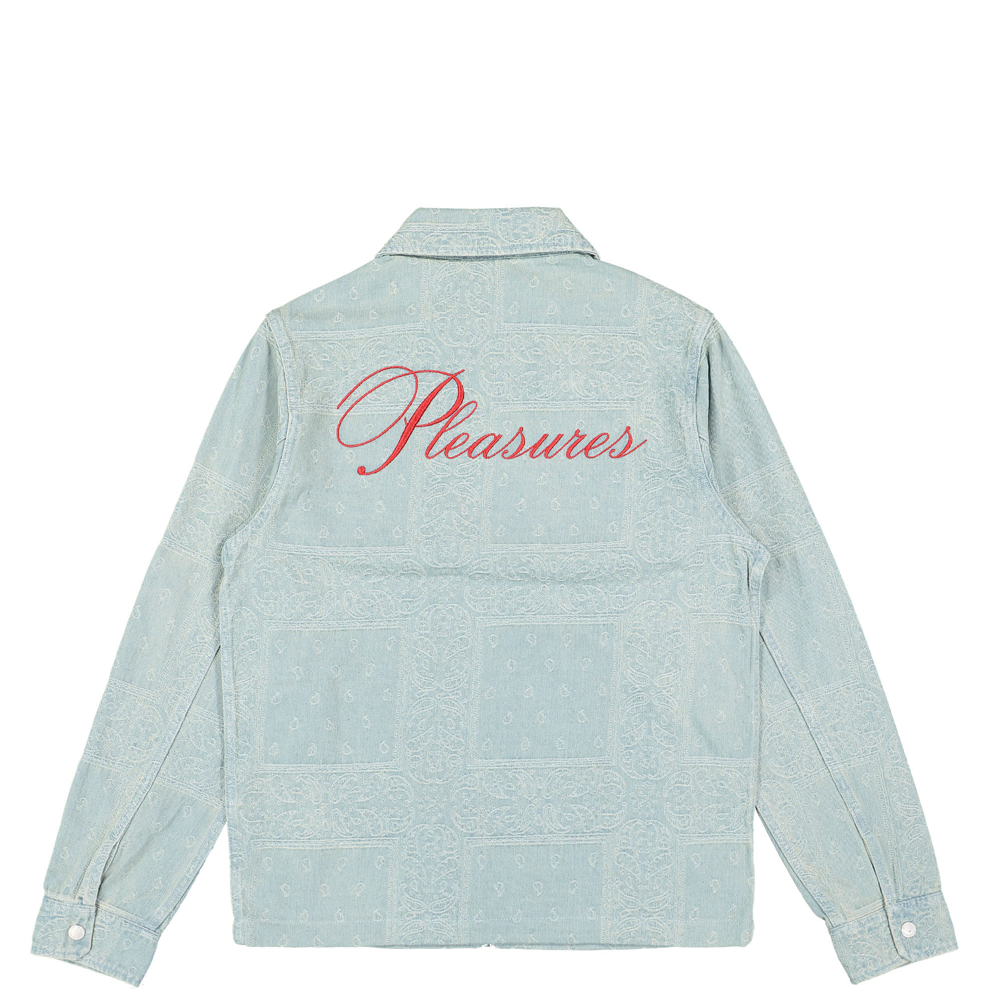 Pleasures Merit Denim Work Jacket Blue Jackets Close-up | Overkill