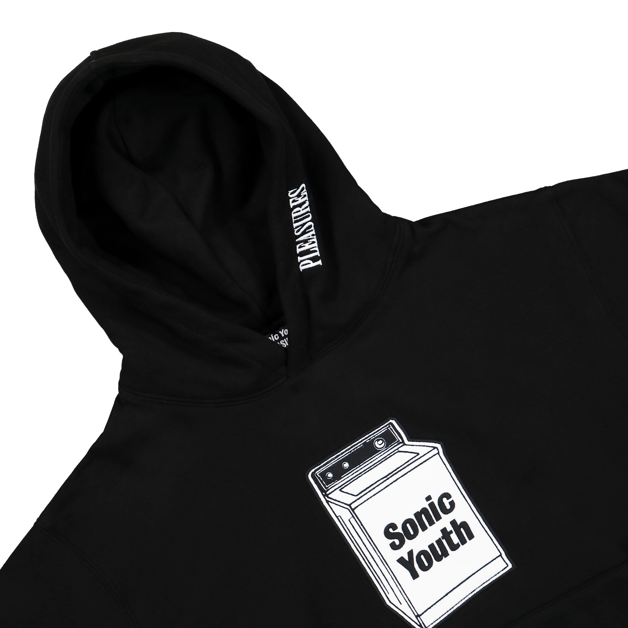 Pleasures Washing Machine Hoodie Black Hoodies Close-up | Overkill